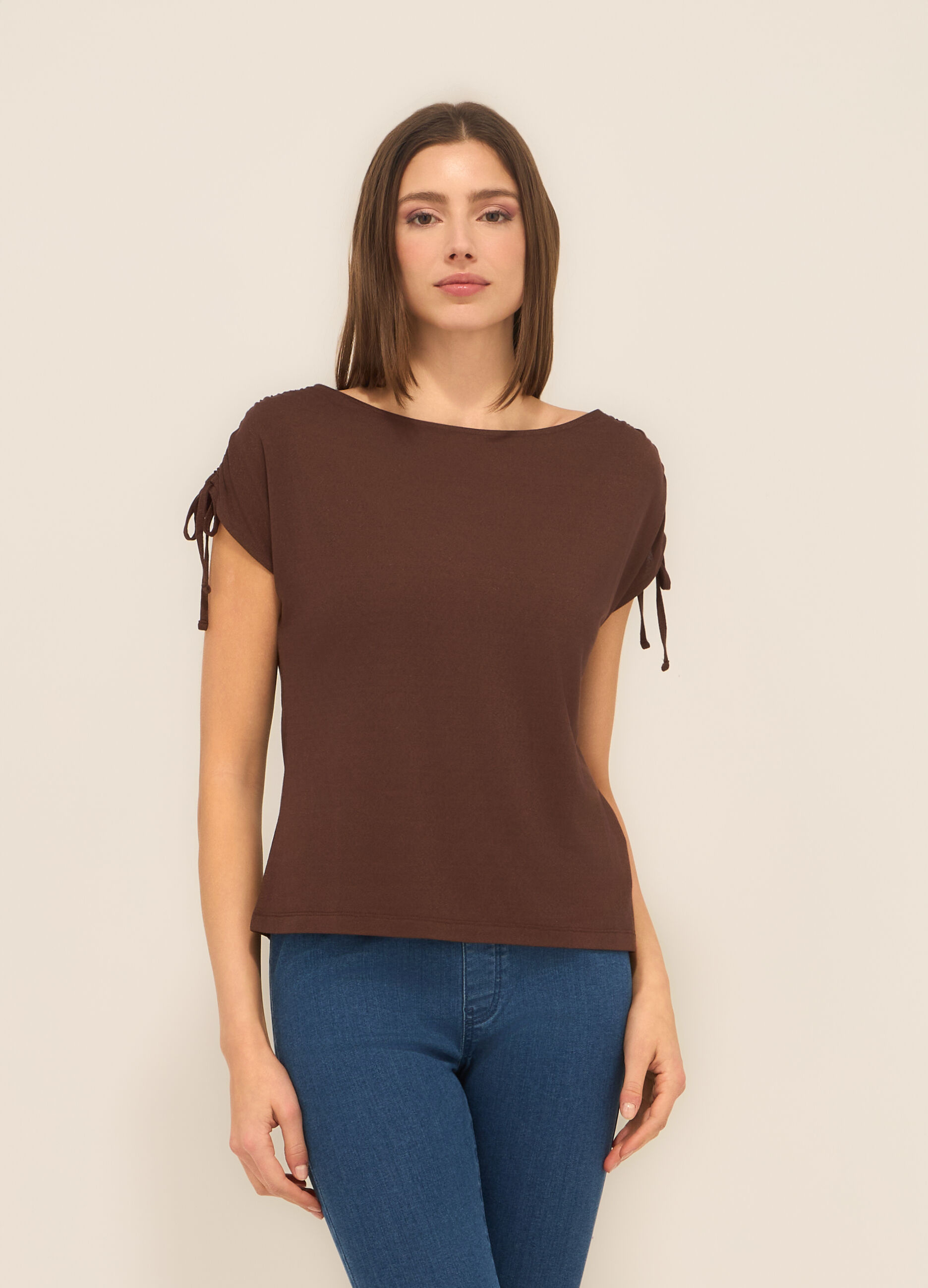 T-shirt misto viscosa con filo lurex donna