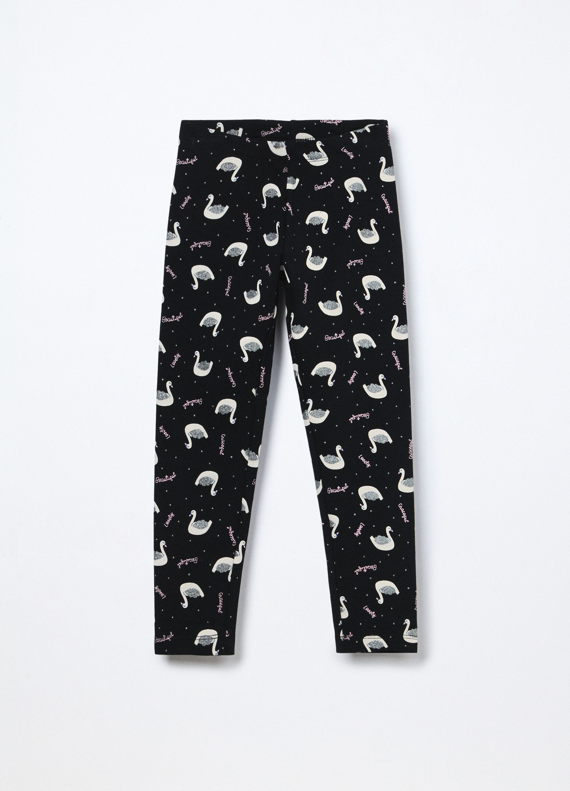 Leggings in french terry di cotone stretch bambina