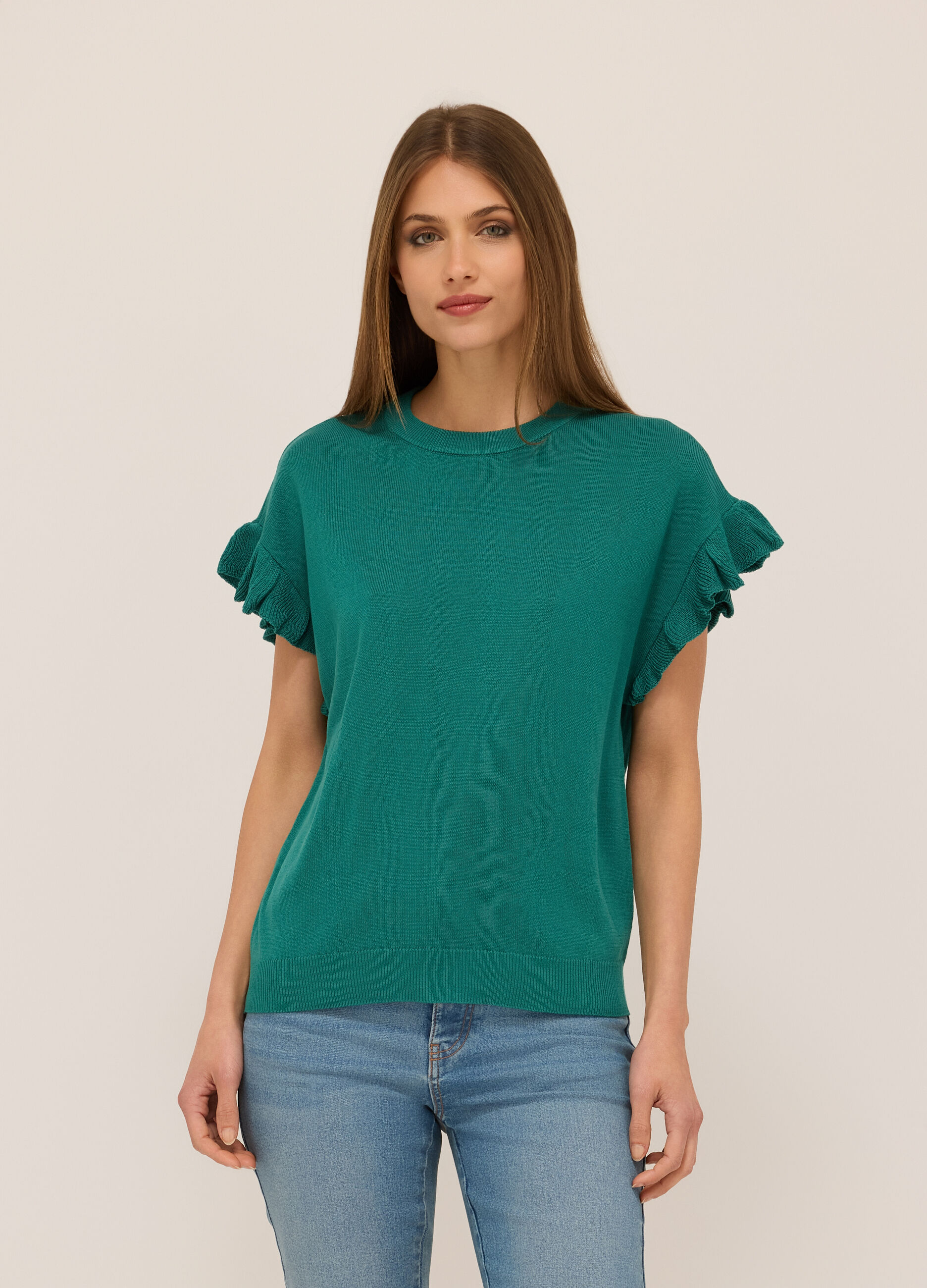 T-shirt tricot con rouches donna