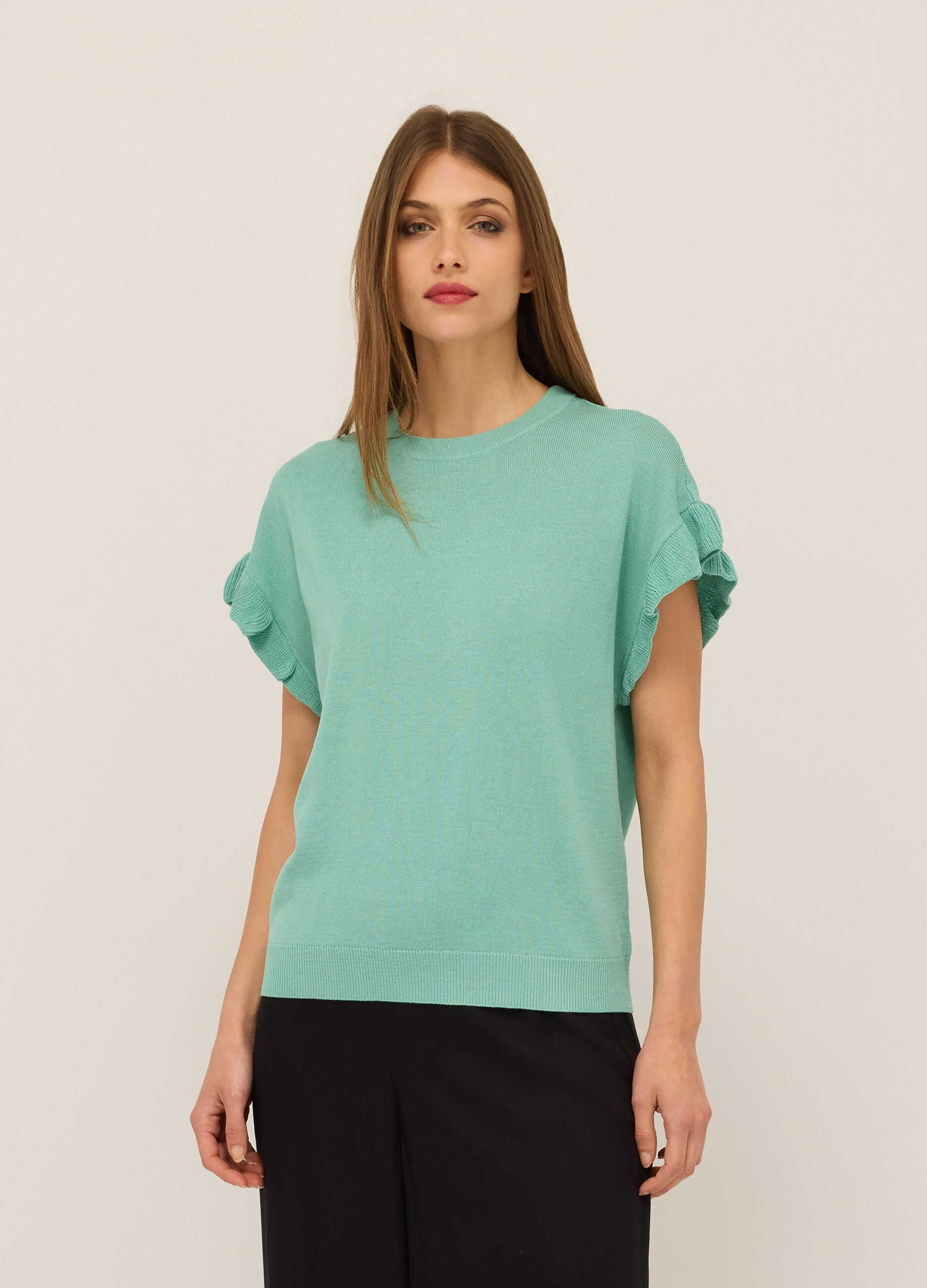 T-shirt tricot con rouches donna