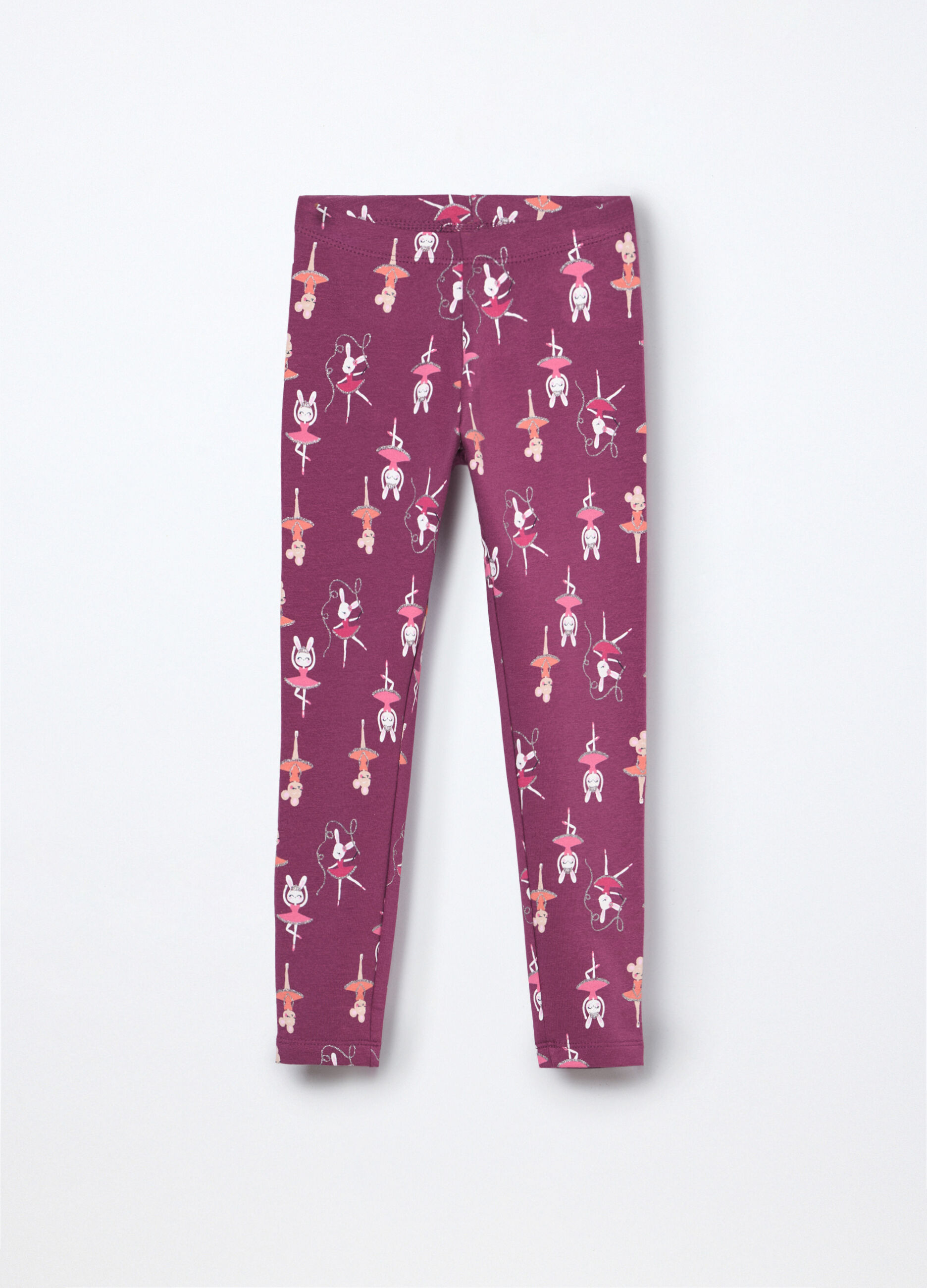 Leggings in french terry di cotone stretch bambina