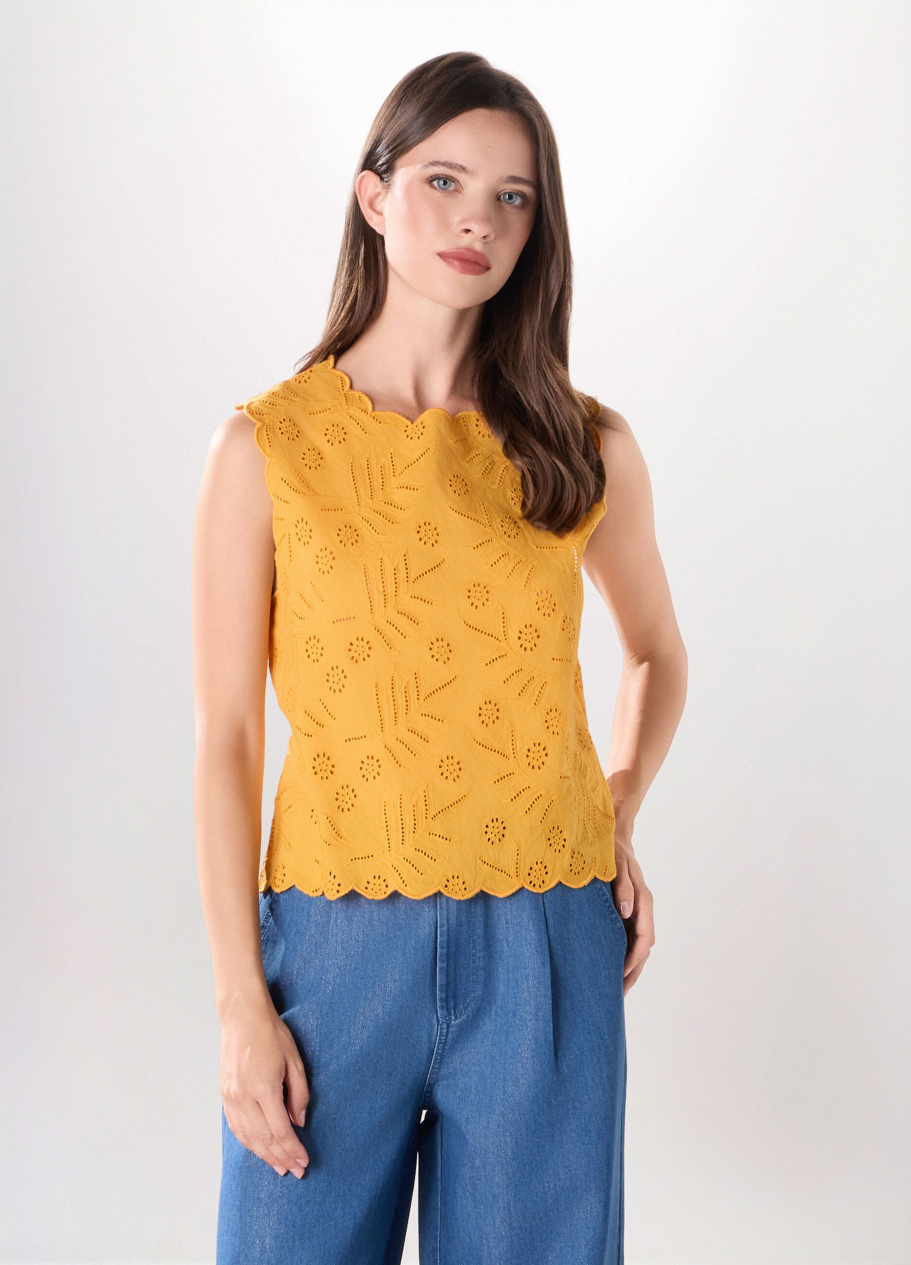 Top cropped in puro cotone donna