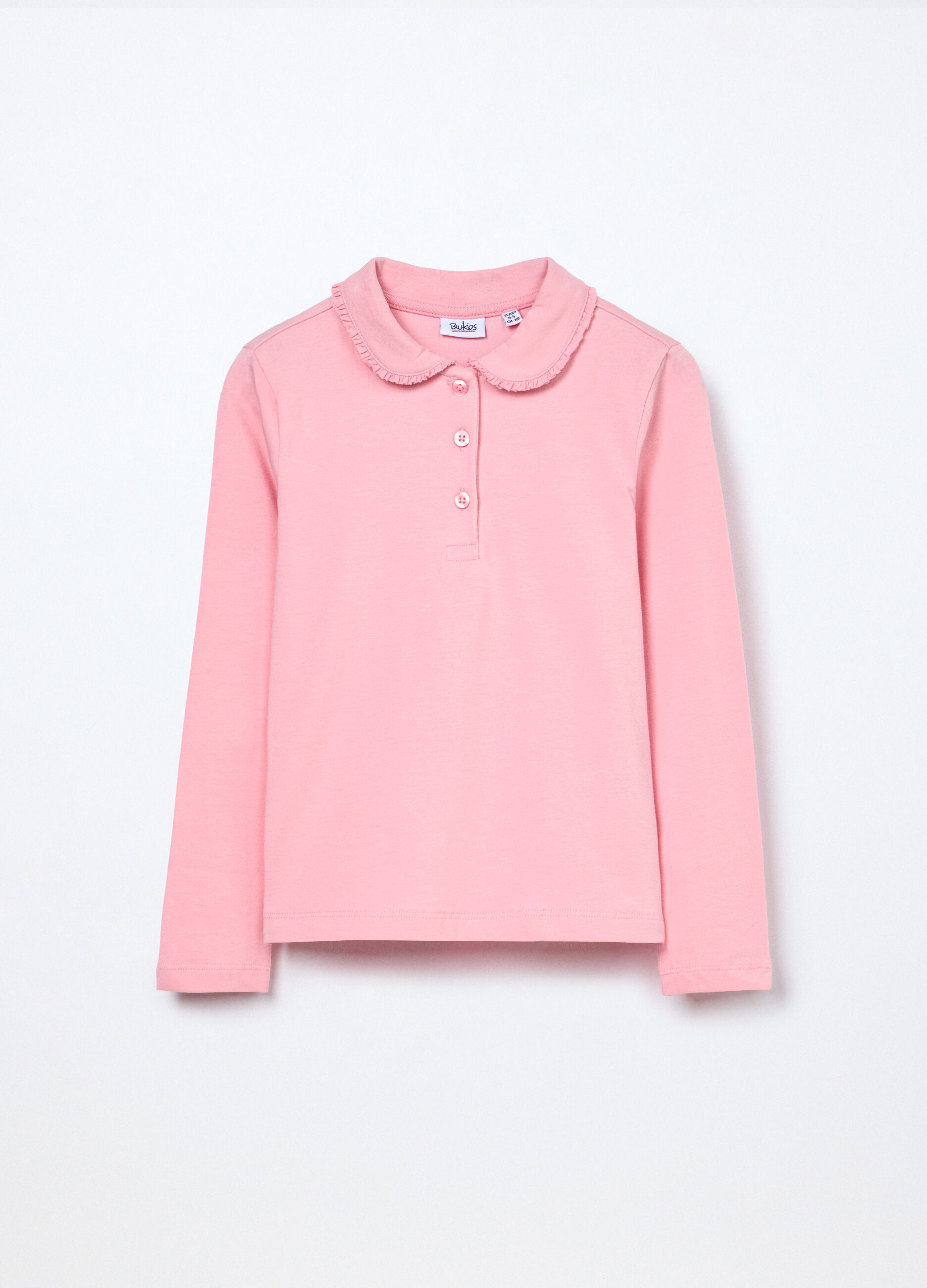 Polo a maniche lunghe in cotone stretch bambina