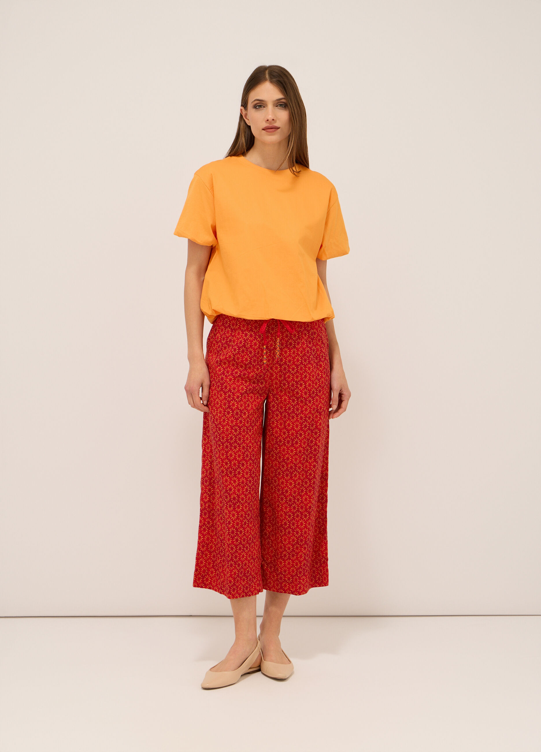 Pantaloni in pura viscosa con stampa donna