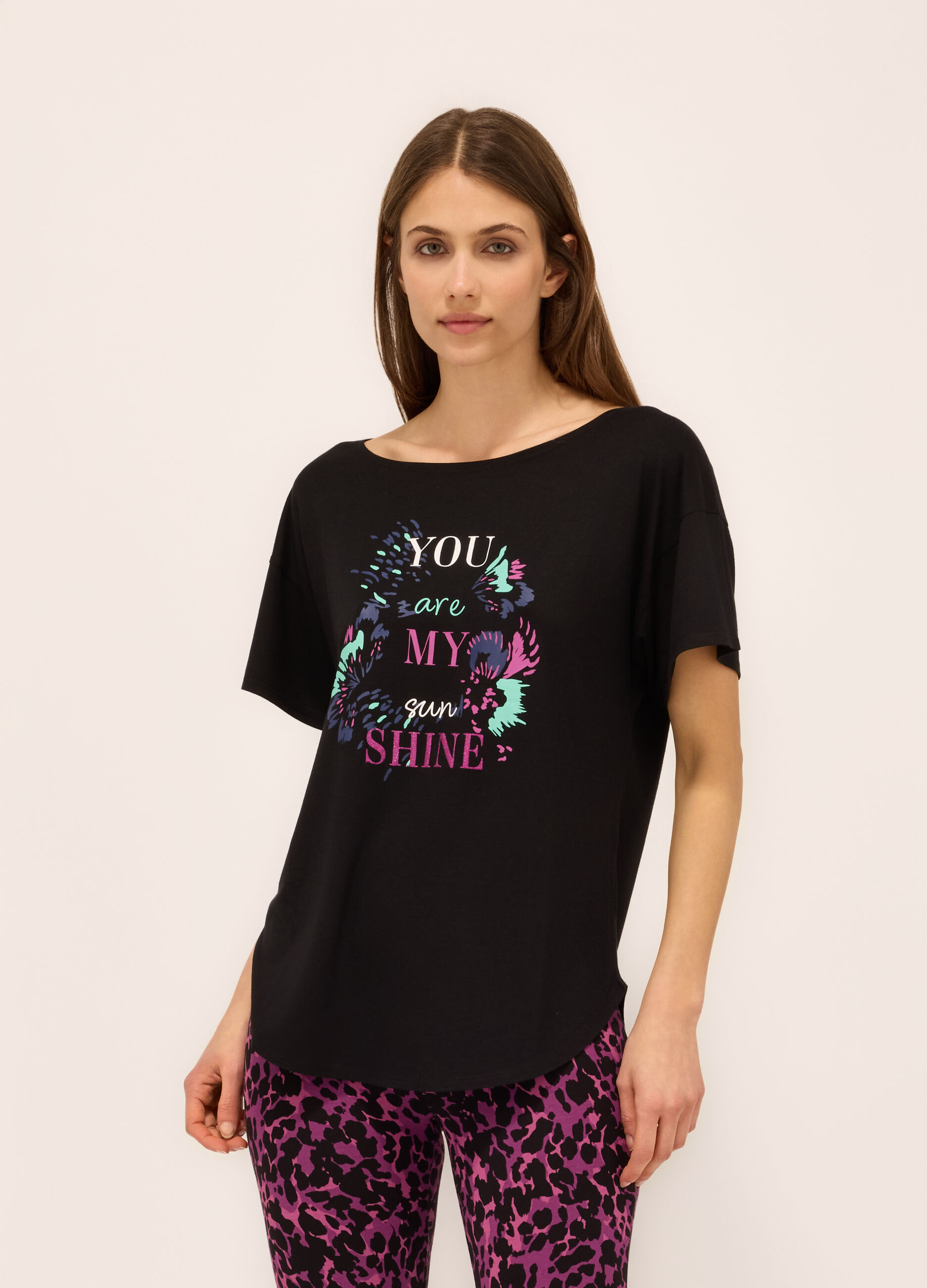 T-shirt in jersey di misto viscosa cotone donna