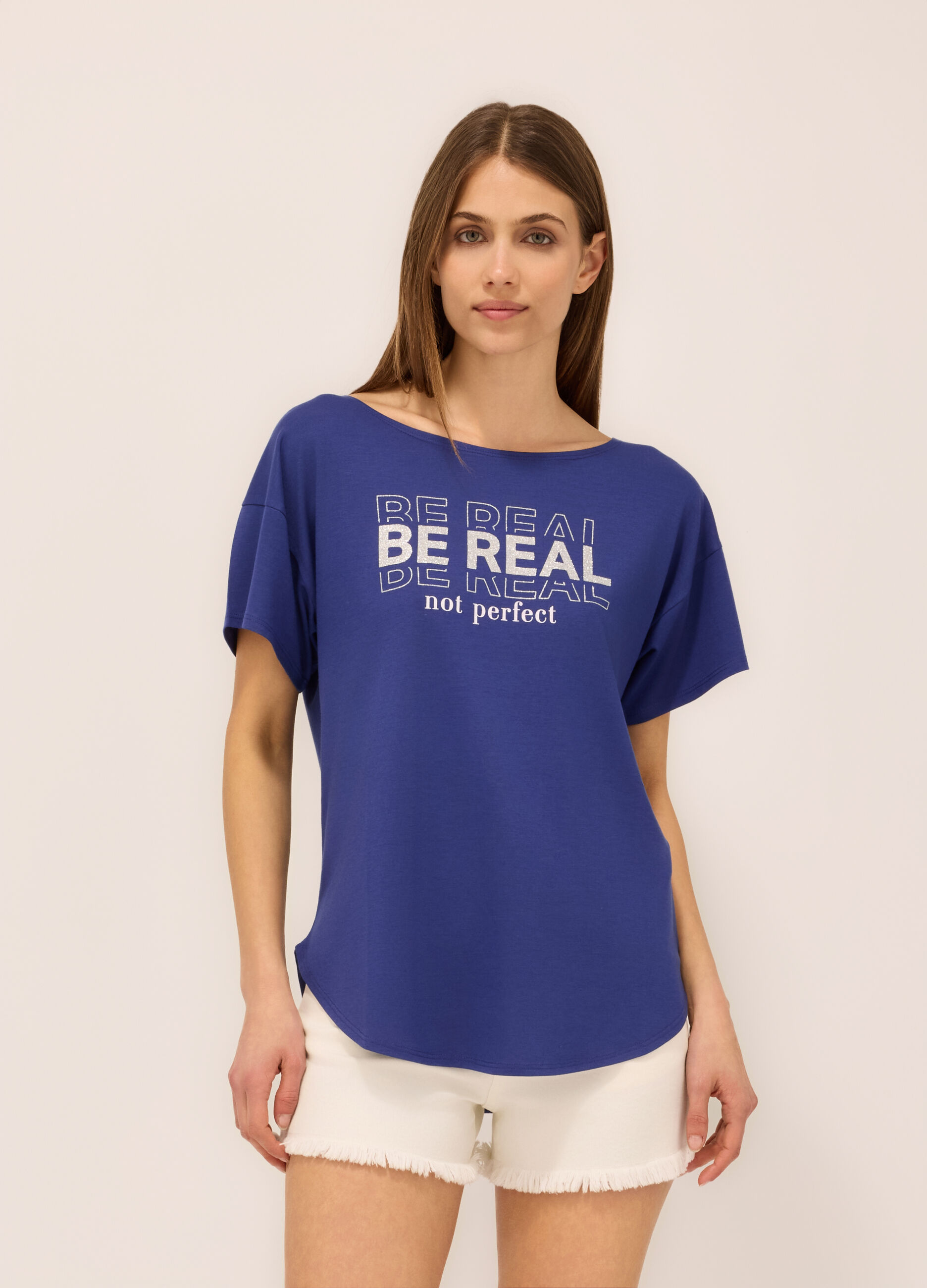 T-shirt in jersey di misto viscosa cotone donna
