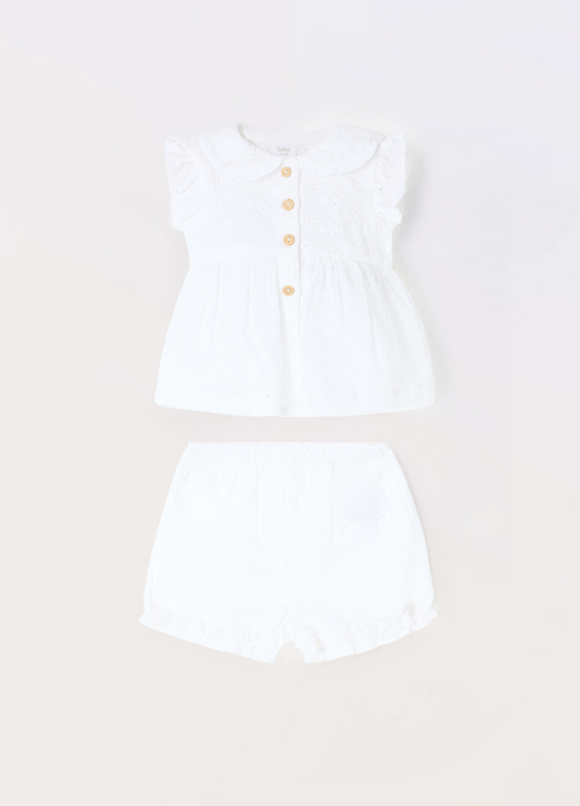 Set vestito + culotte in puro cotone sangallo neonata