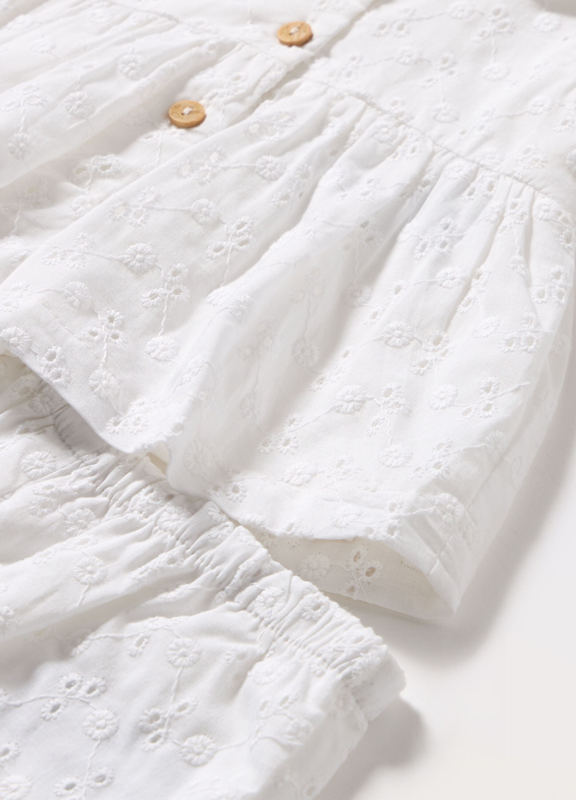 Set vestito + culotte in puro cotone sangallo neonata 3 Set vestito + culotte in puro cotone sangallo neonata