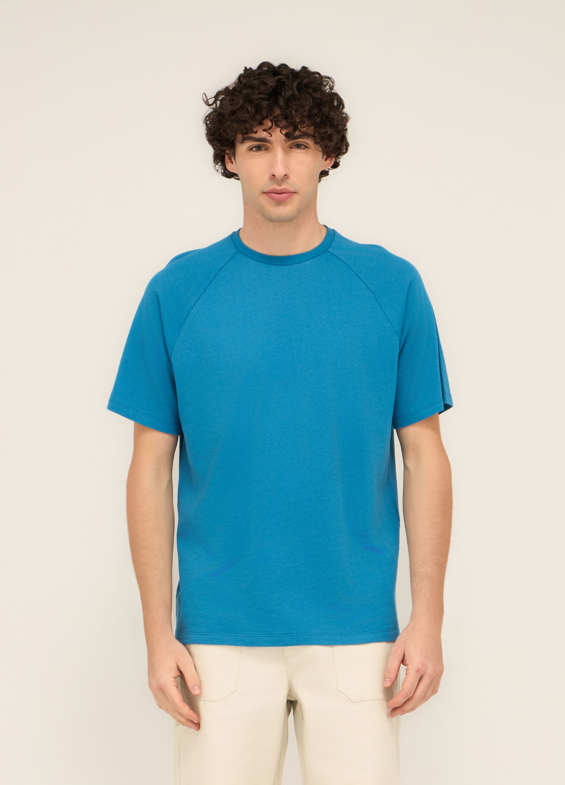 T-shirt girocollo in cotone e lino uomo