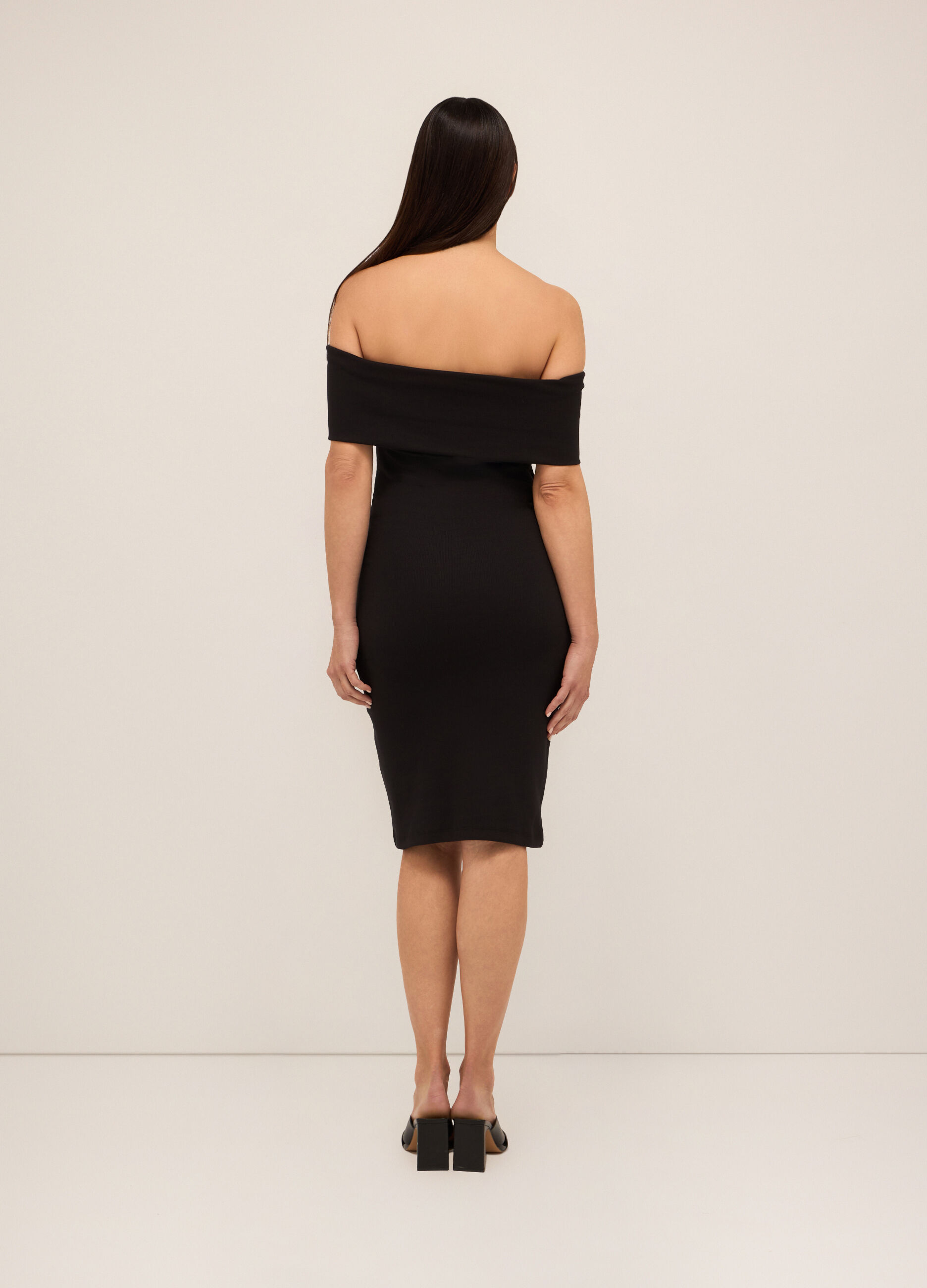 Tubino corto in costina di cotone stretch donna 3 Tubino corto in costina di cotone stretch donna