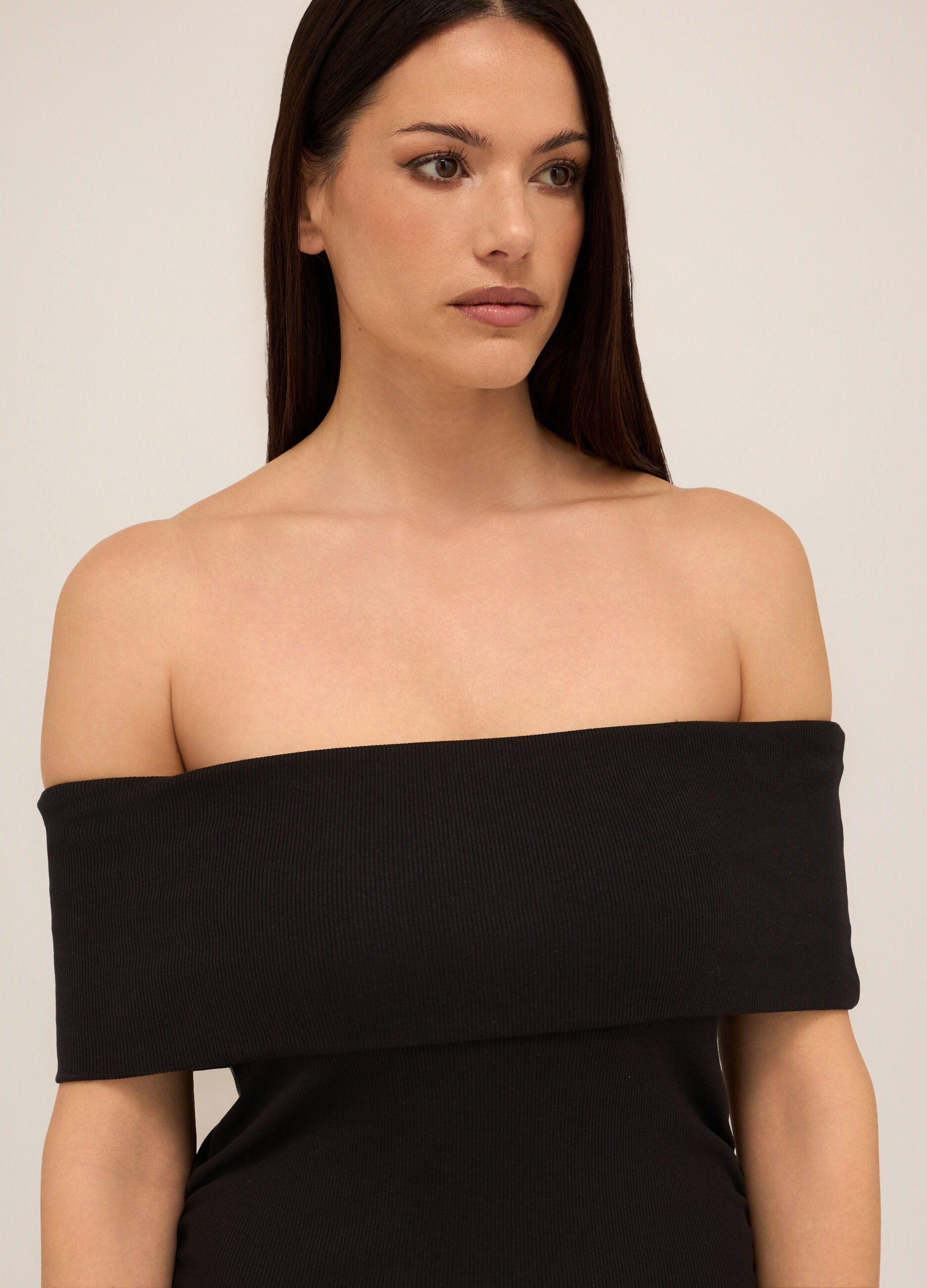 Tubino corto in costina di cotone stretch donna 4 Tubino corto in costina di cotone stretch donna