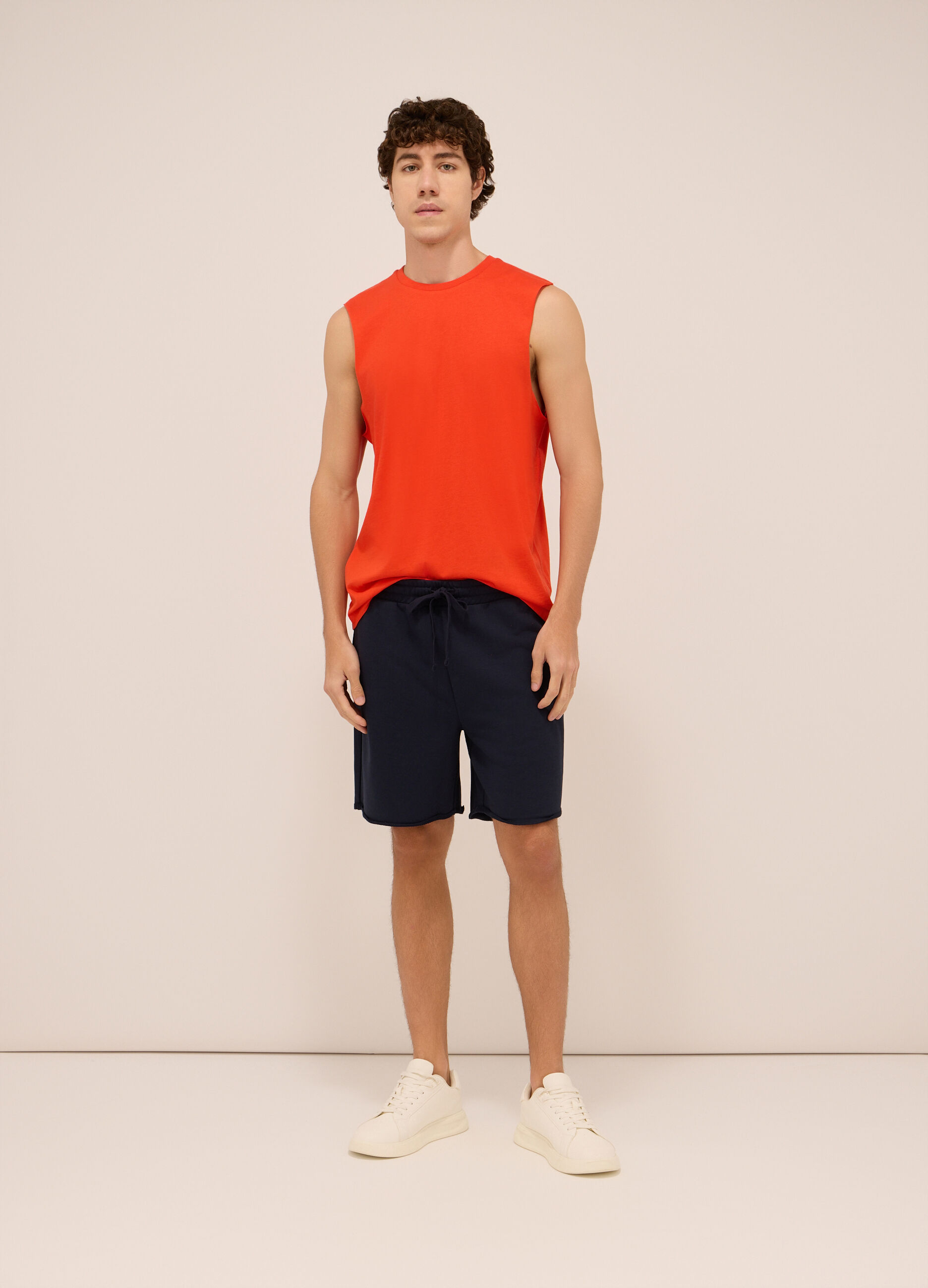Shorts sportivi in felpa misto cotone uomo