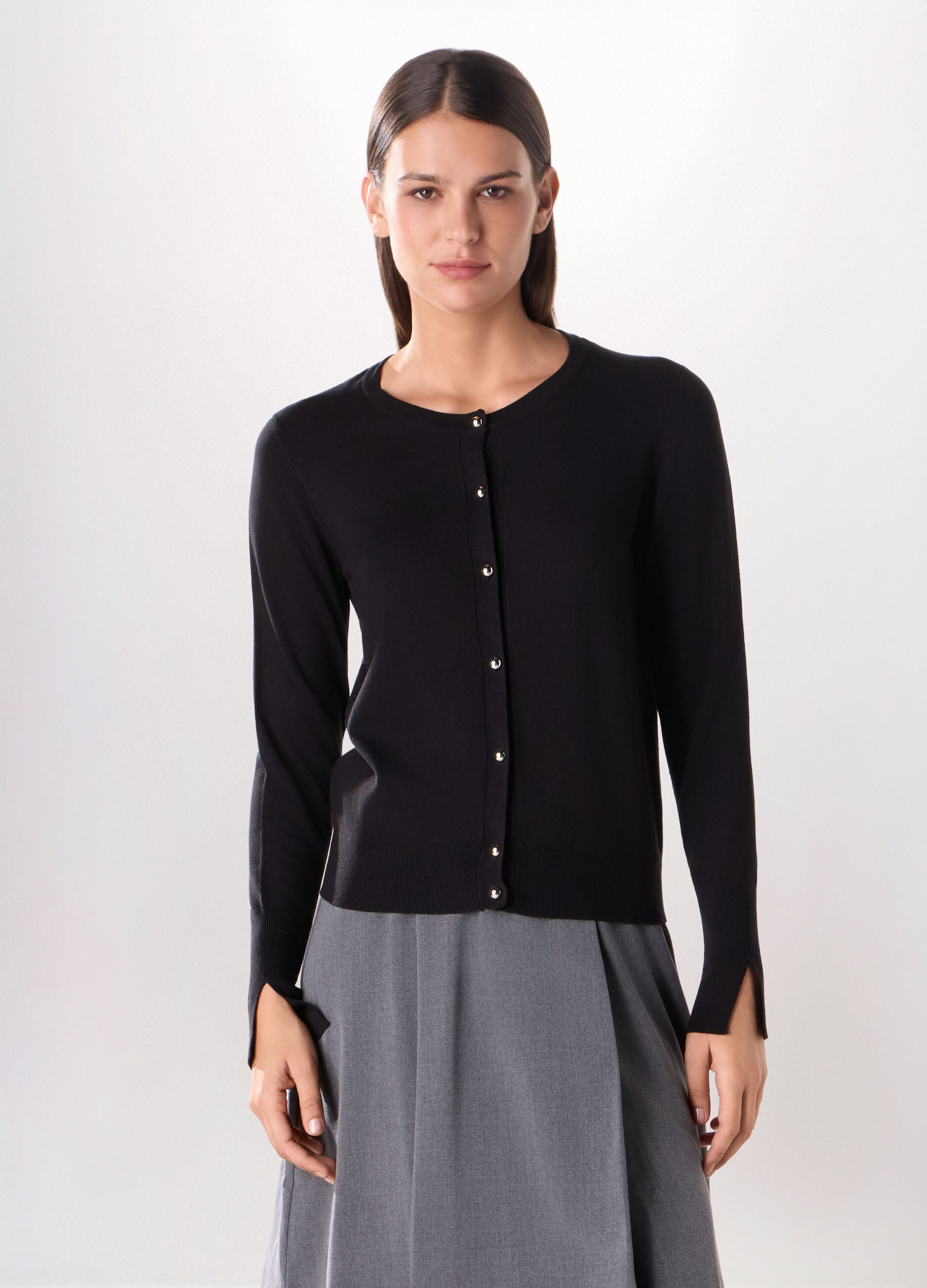 Cardigan tricot in viscosa stretch donna