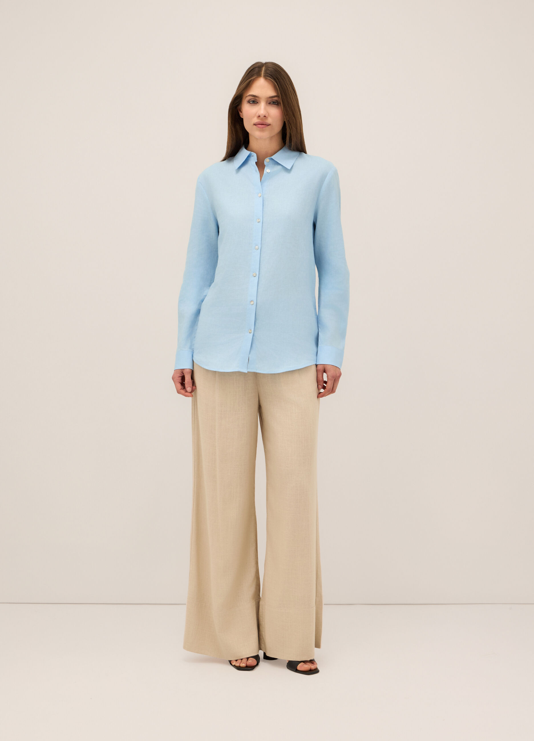 Pantaloni palazzo misto lino donna