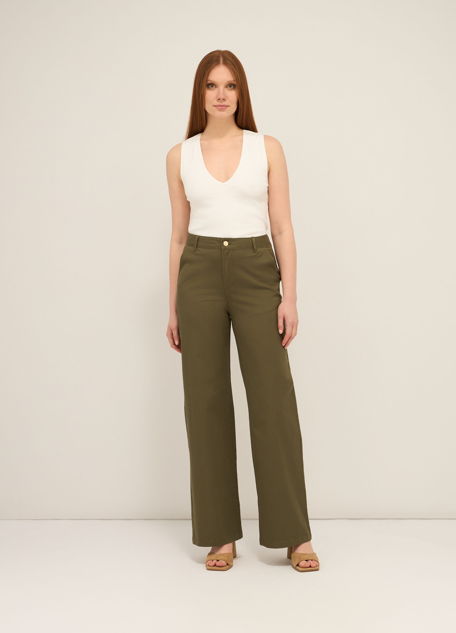 Pantaloni in cotone stretch donna