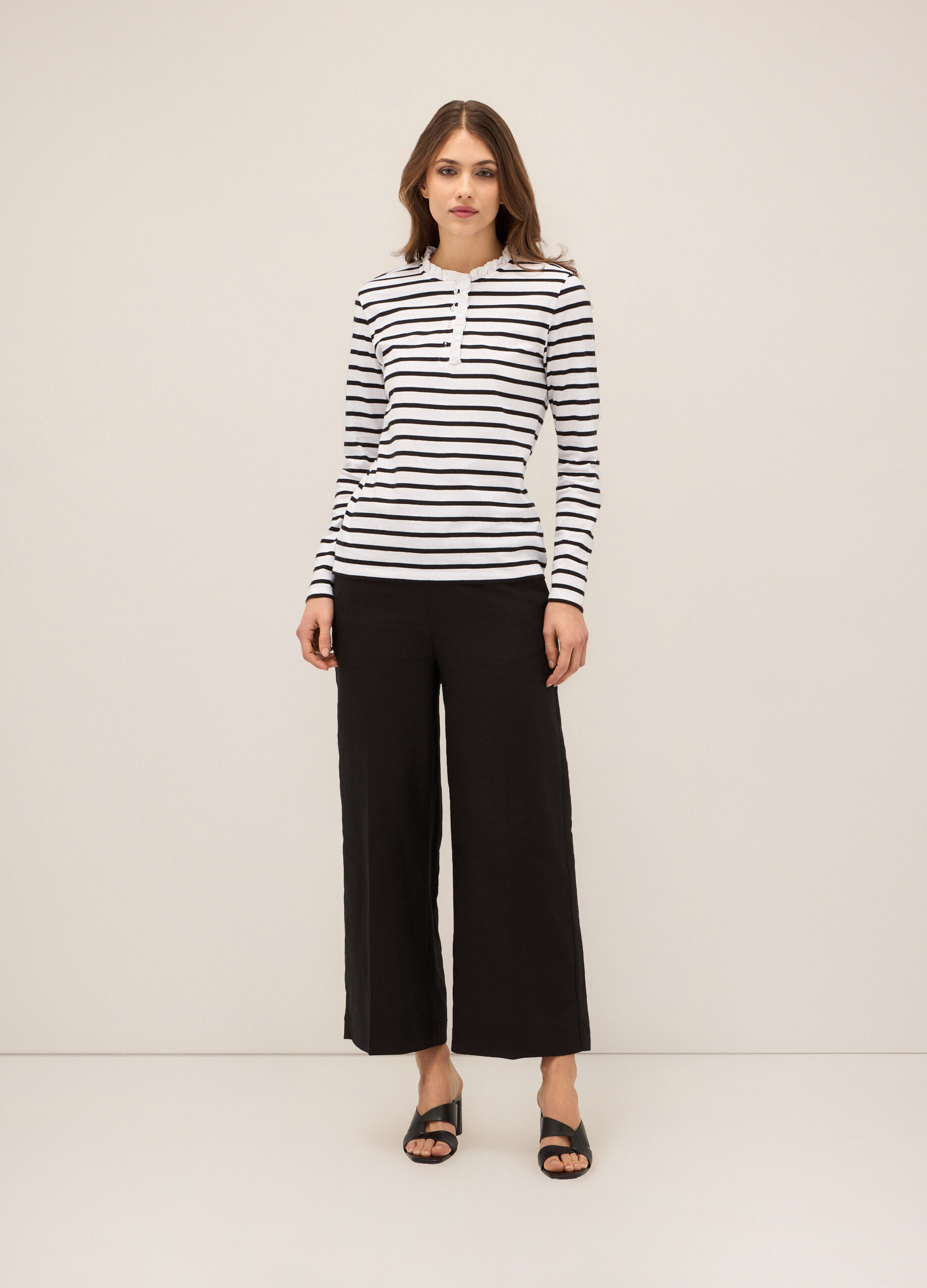 Pantaloni palazzo misto lino donna