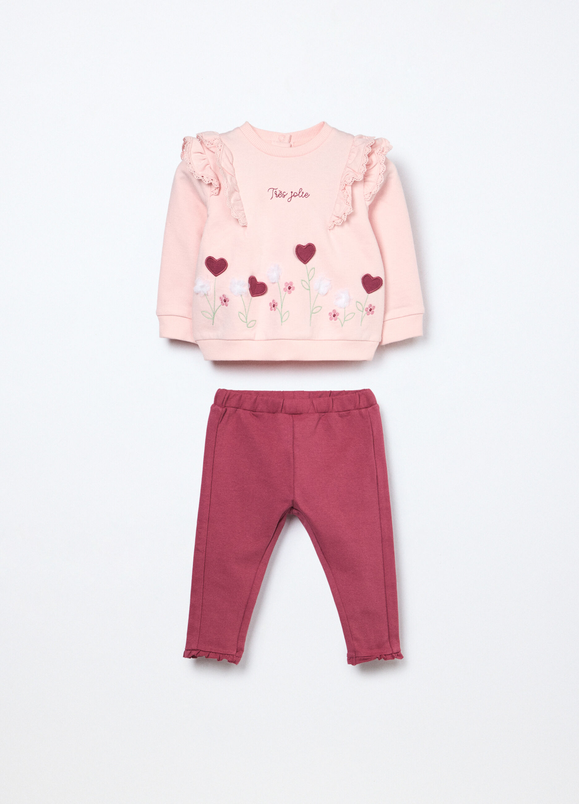 Jogging set in french terry di cotone stretch neonata