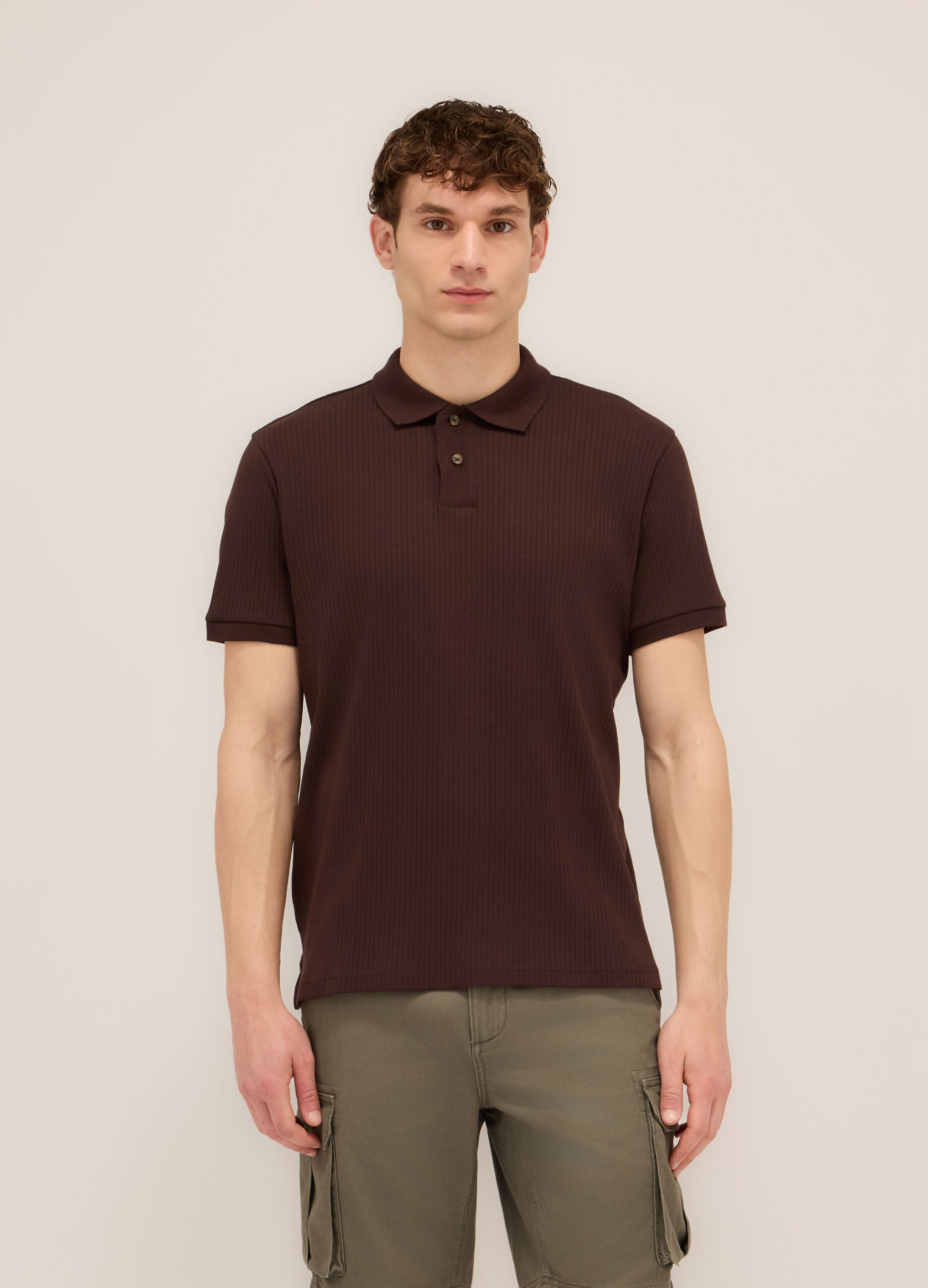 Polo a maniche corte in interlock di cotone stretch uomo