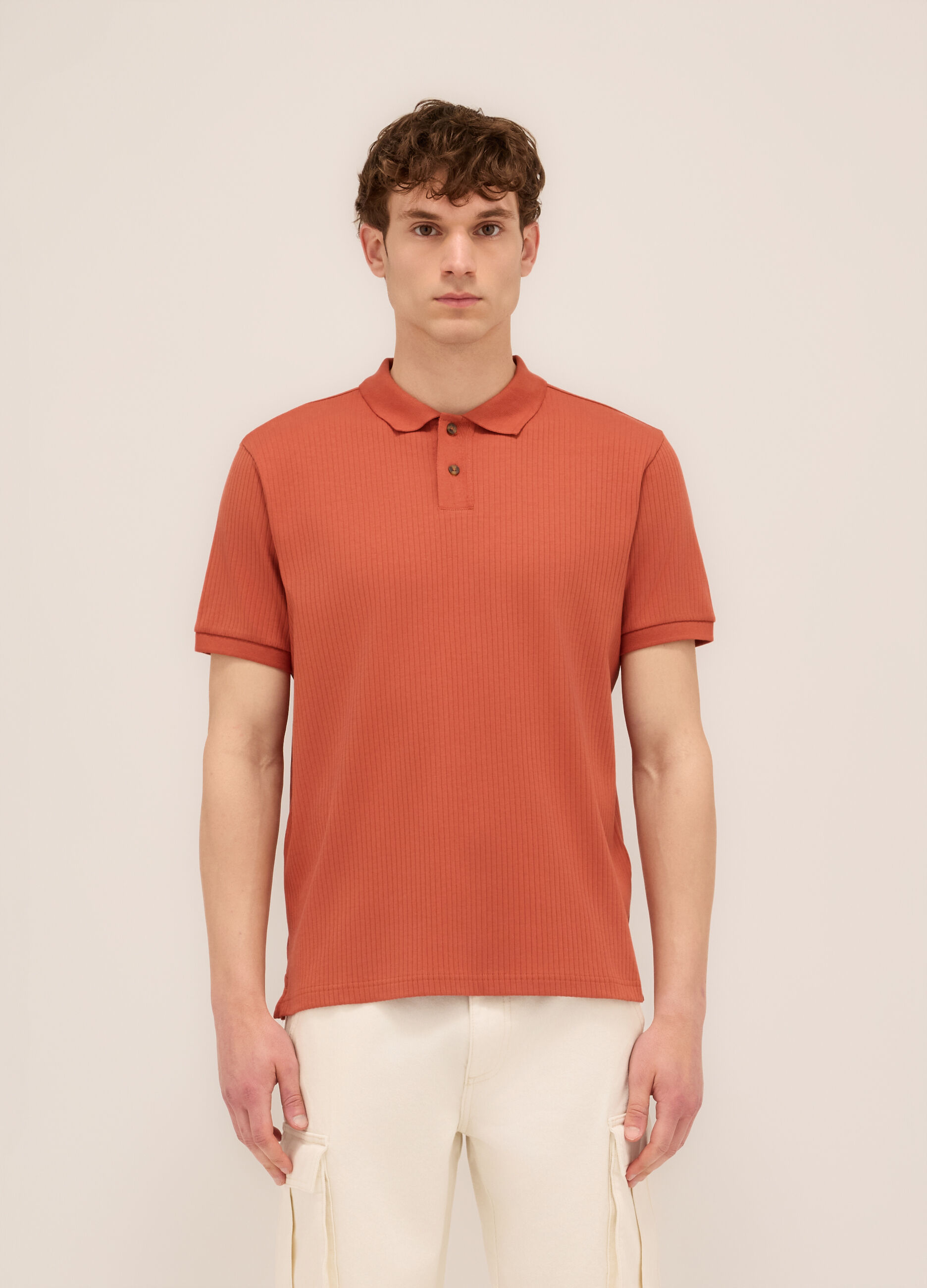 Polo a maniche corte in interlock di cotone stretch uomo