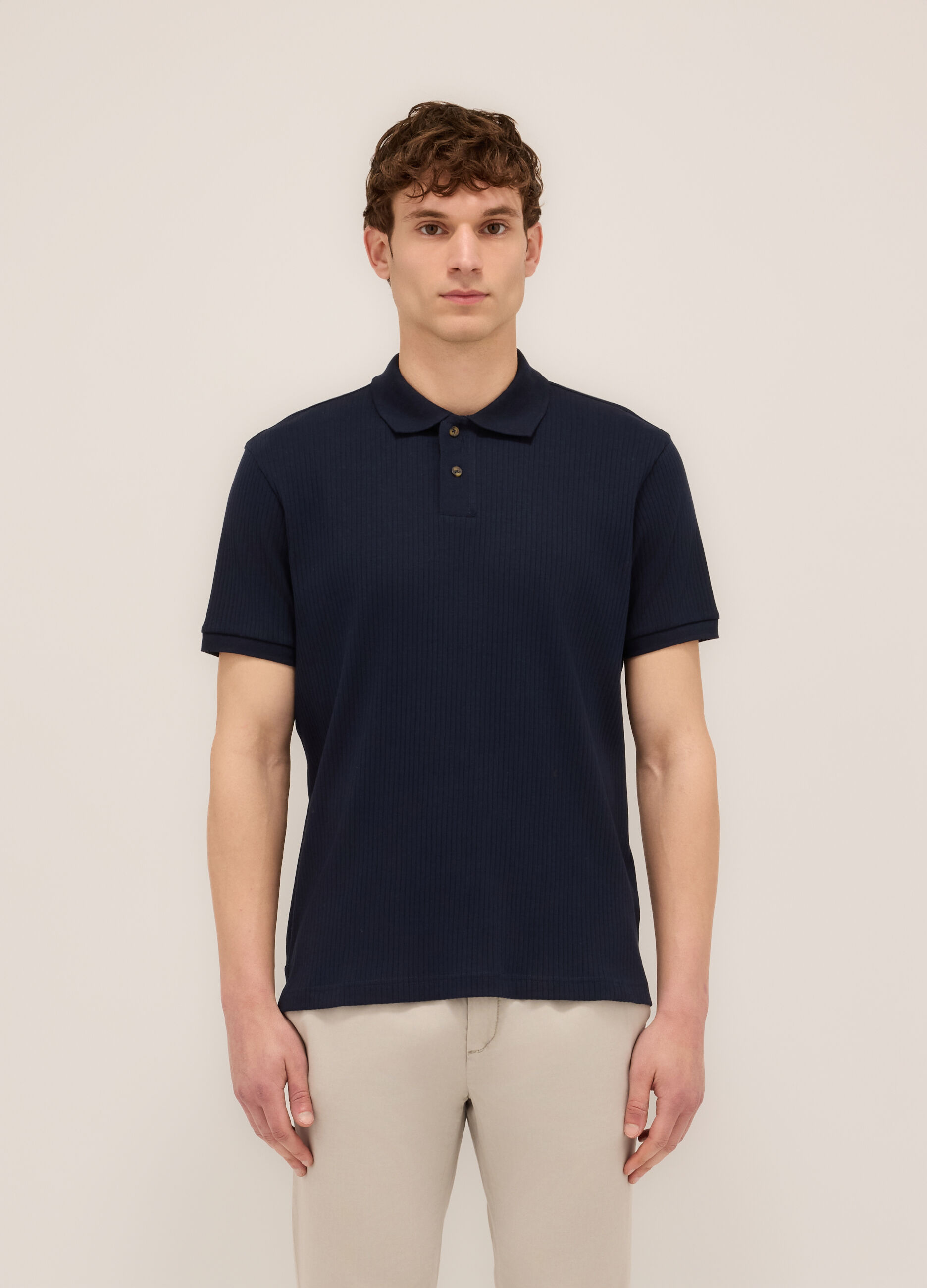 Polo a maniche corte in interlock di cotone stretch uomo