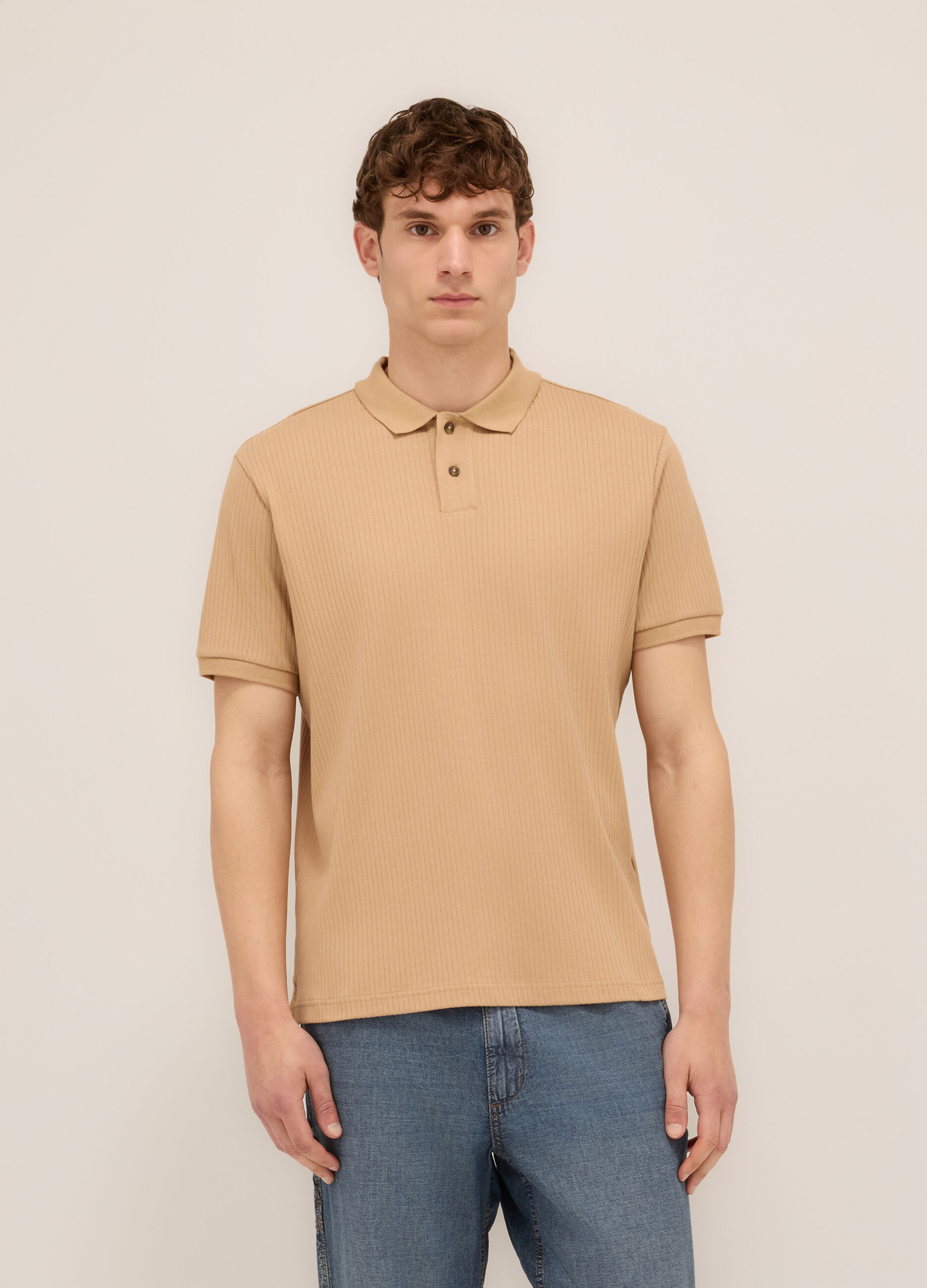 Polo a maniche corte in interlock di cotone stretch uomo