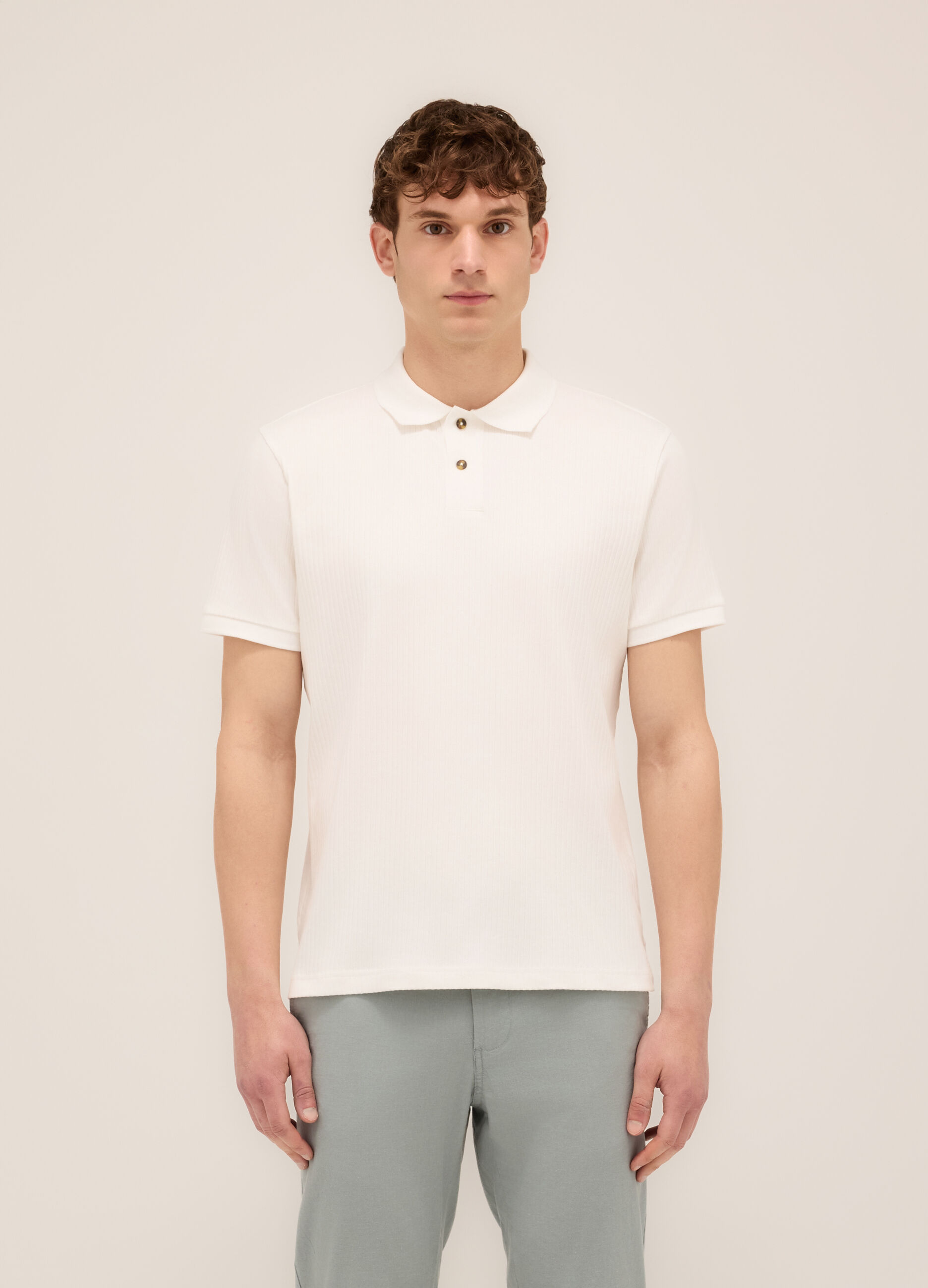 Polo a maniche corte in interlock di cotone stretch uomo