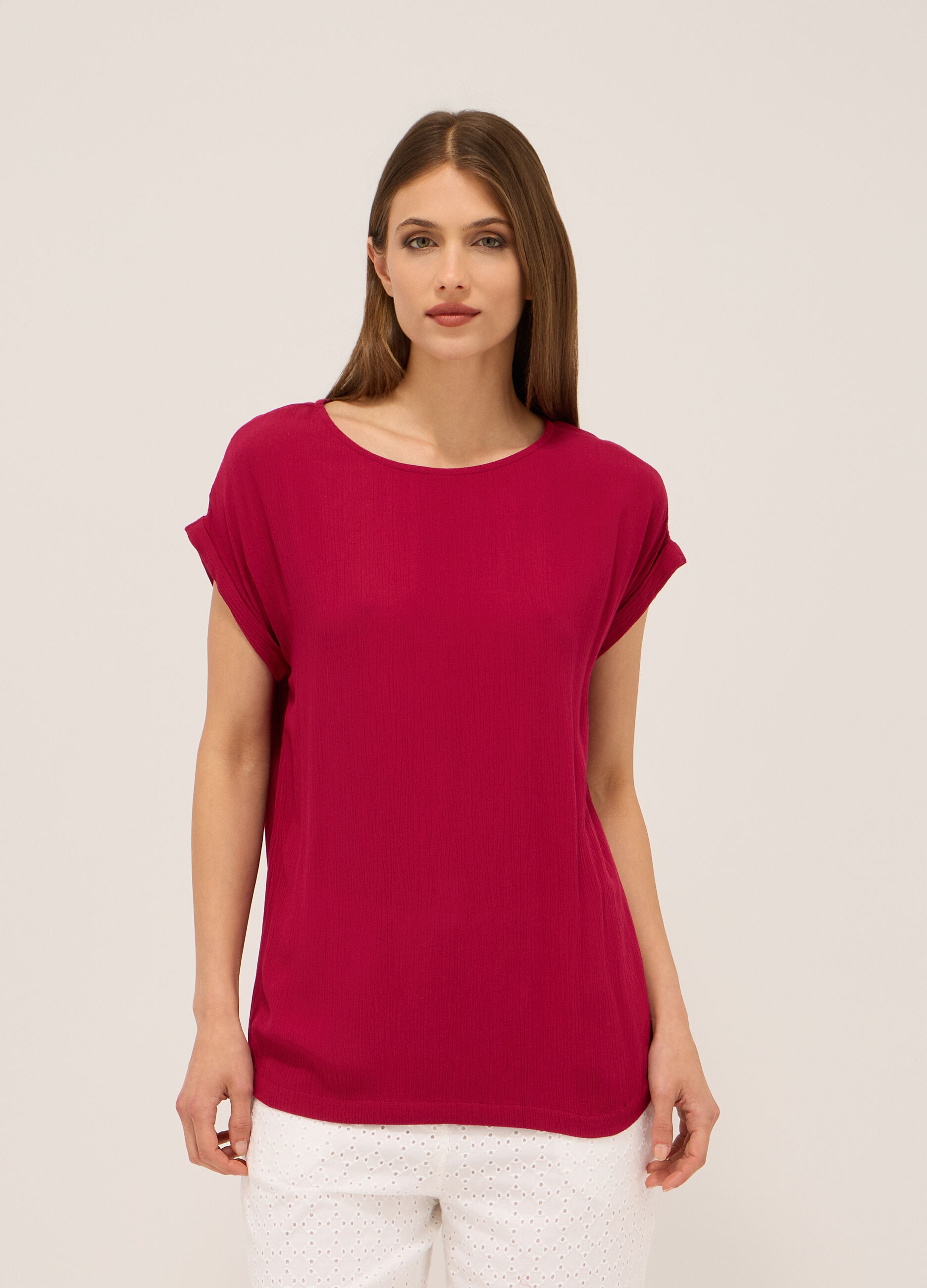 Blusa in pura viscosa cr&ecirc;pe donna