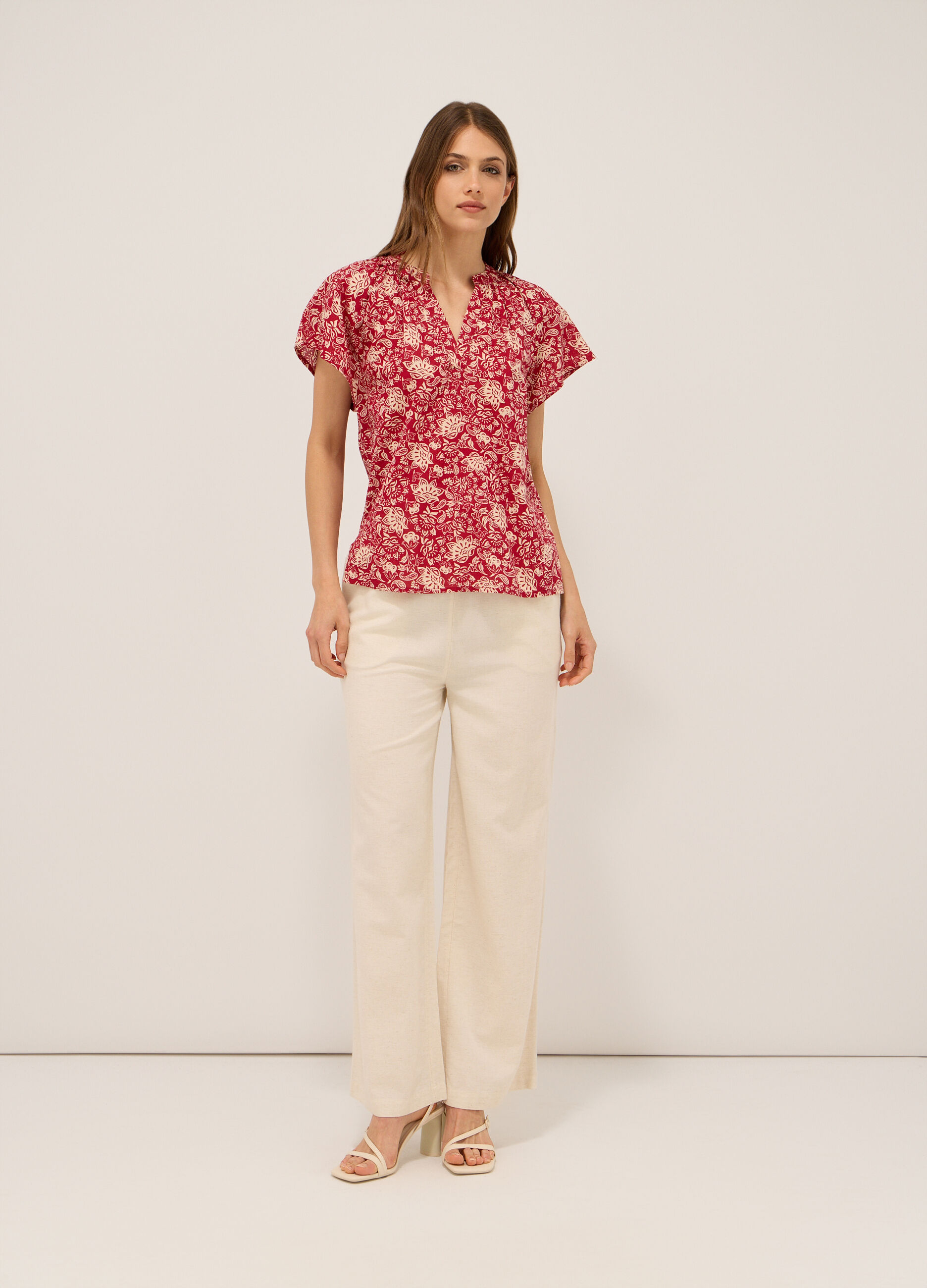 Pantaloni misto lino donna