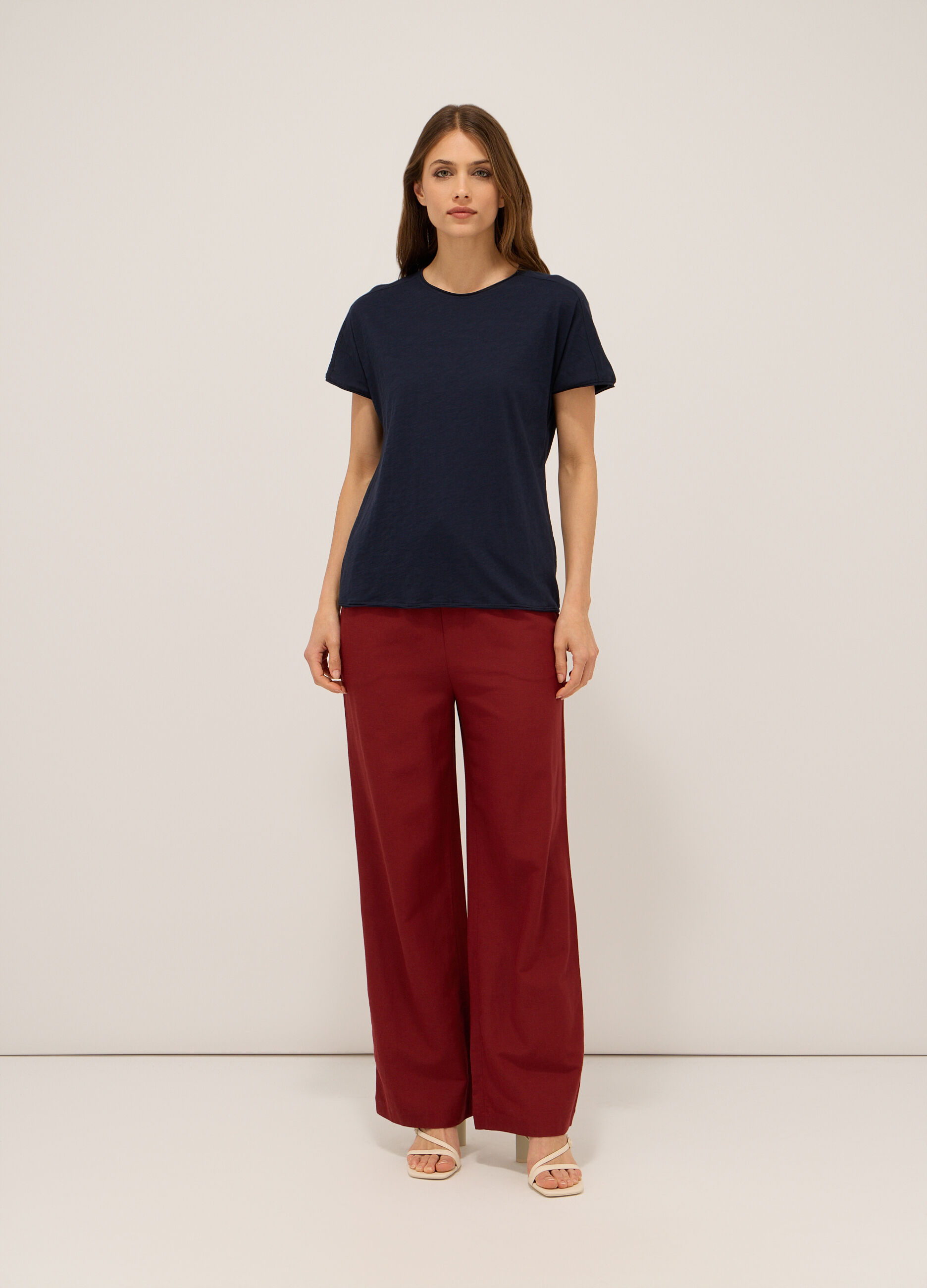 Pantaloni misto lino donna