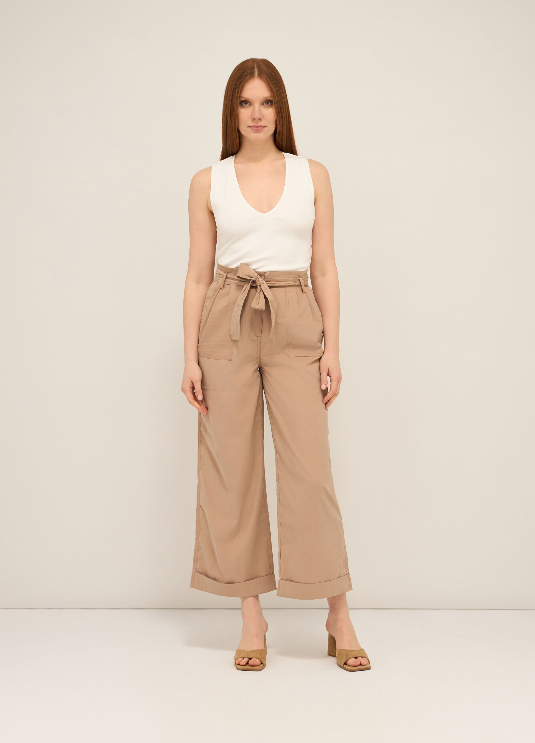 Pantaloni in twill stretch donna