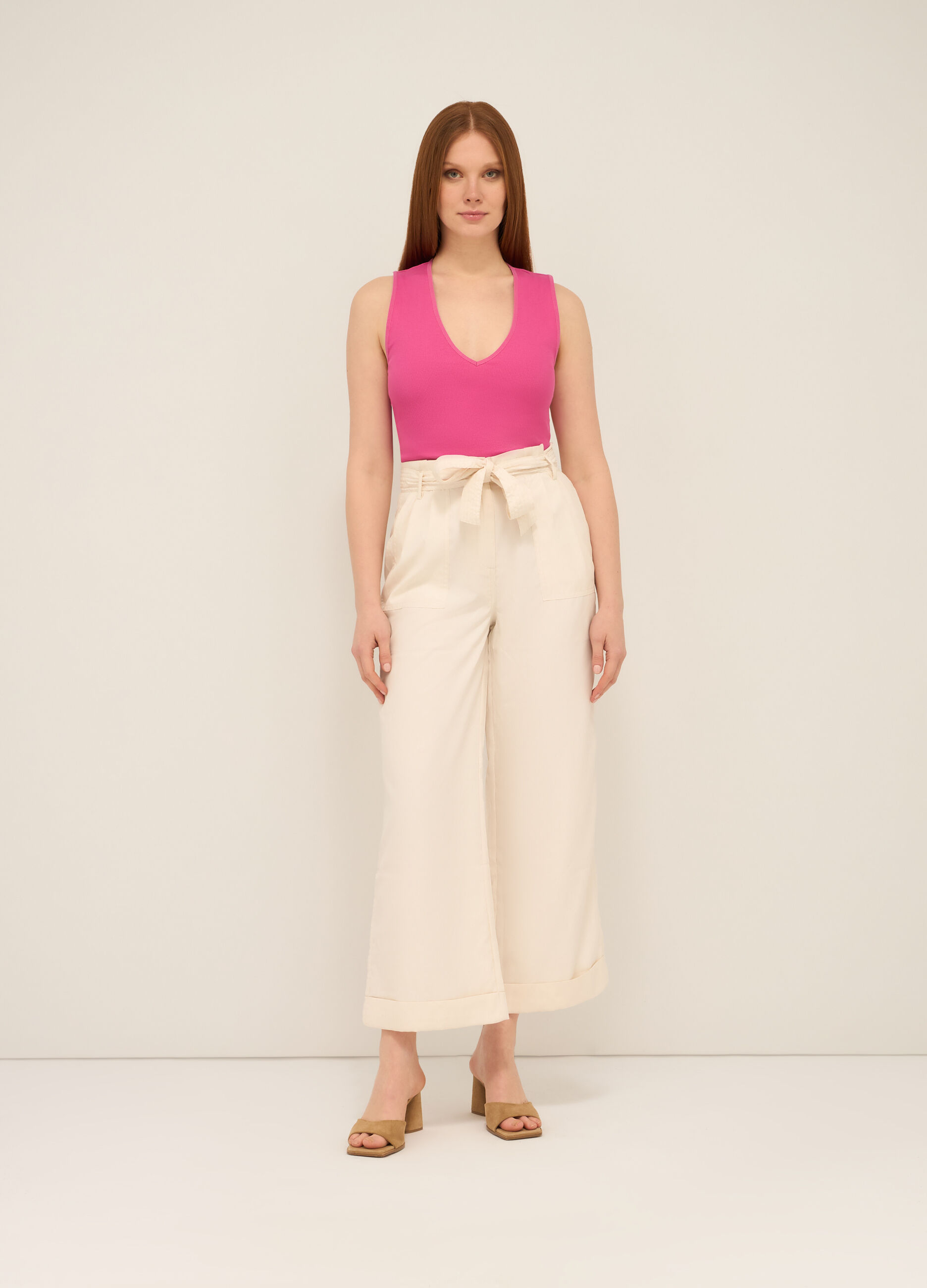 Pantaloni in twill stretch donna