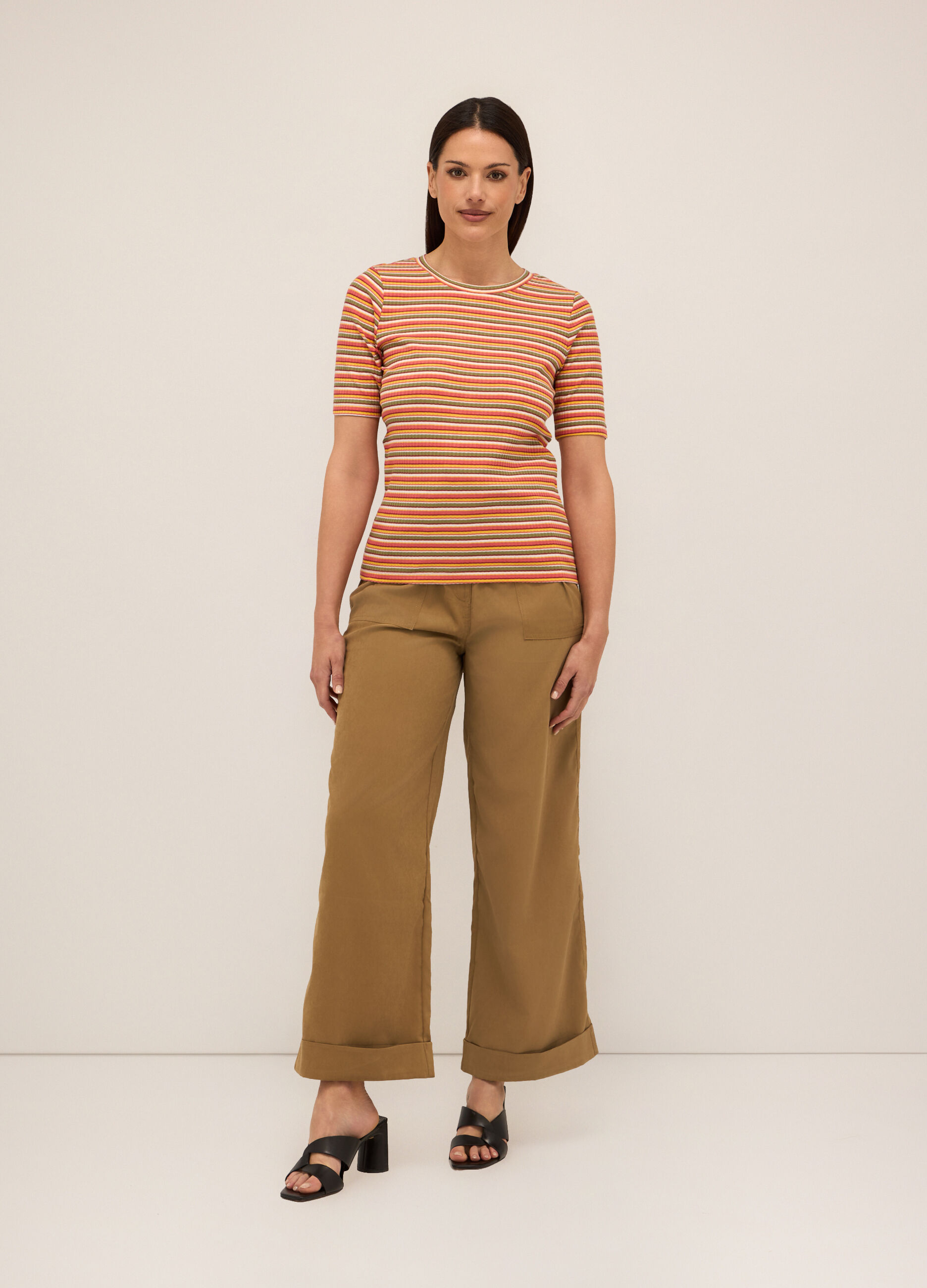 Pantaloni palazzo in twill donna