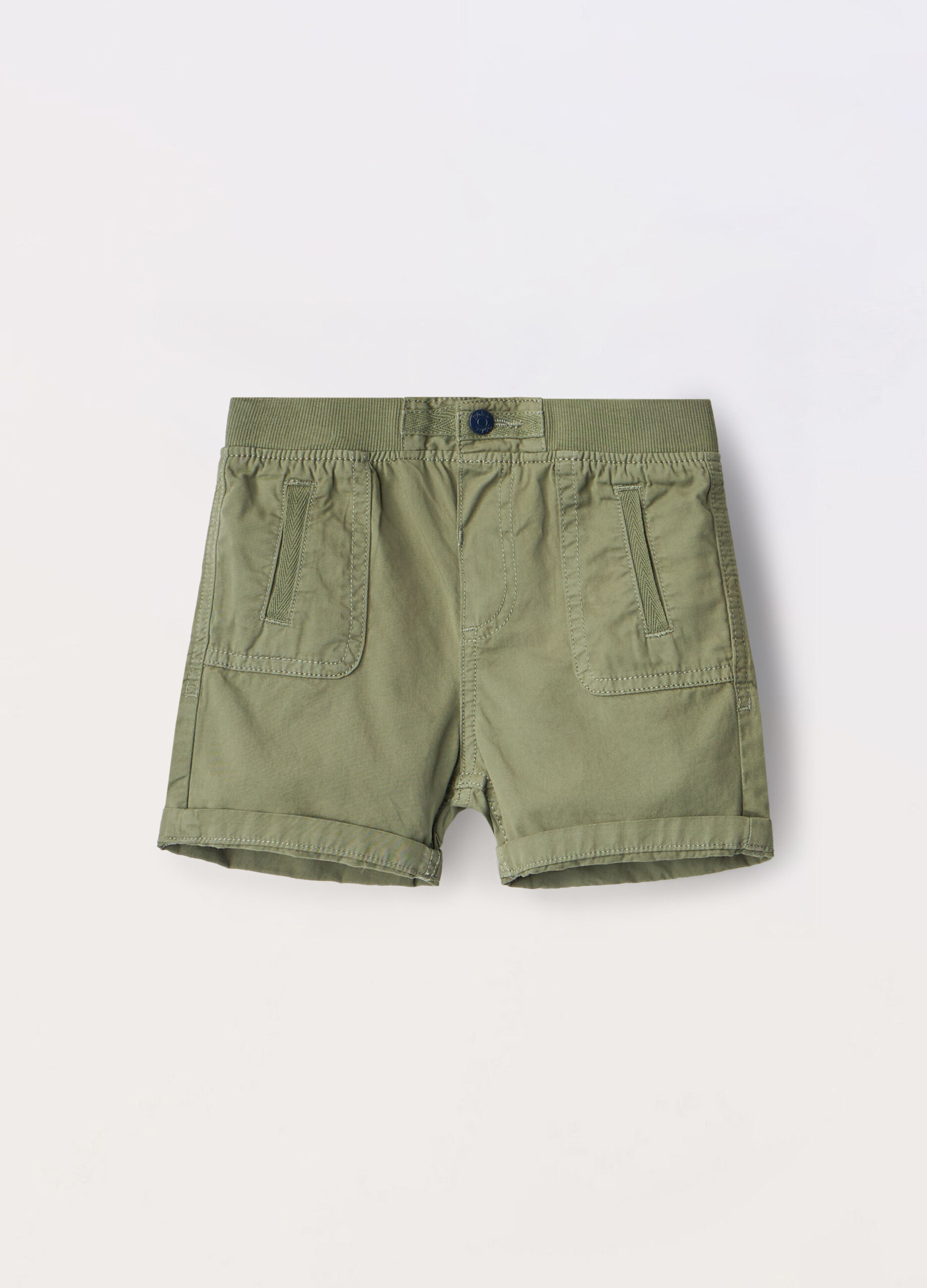 Shorts in twill di puro cotone neonato