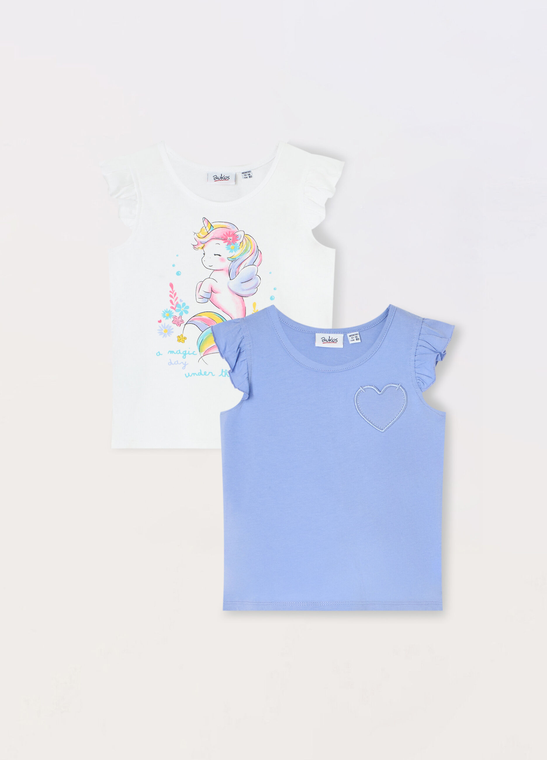 Pack 2 t-shirt in jersey di puro cotone neonata
