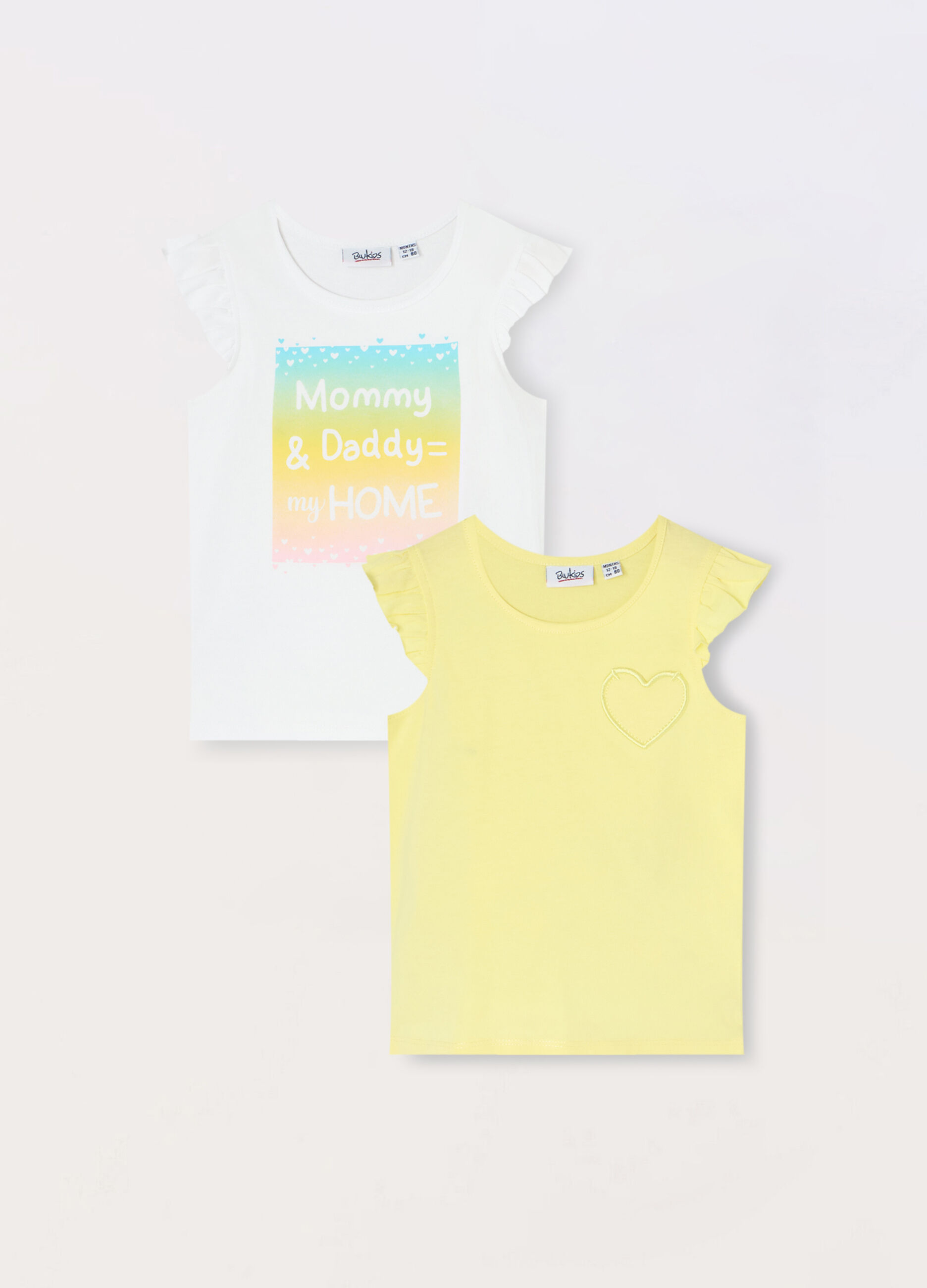 Pack 2 t-shirt in jersey di puro cotone neonata