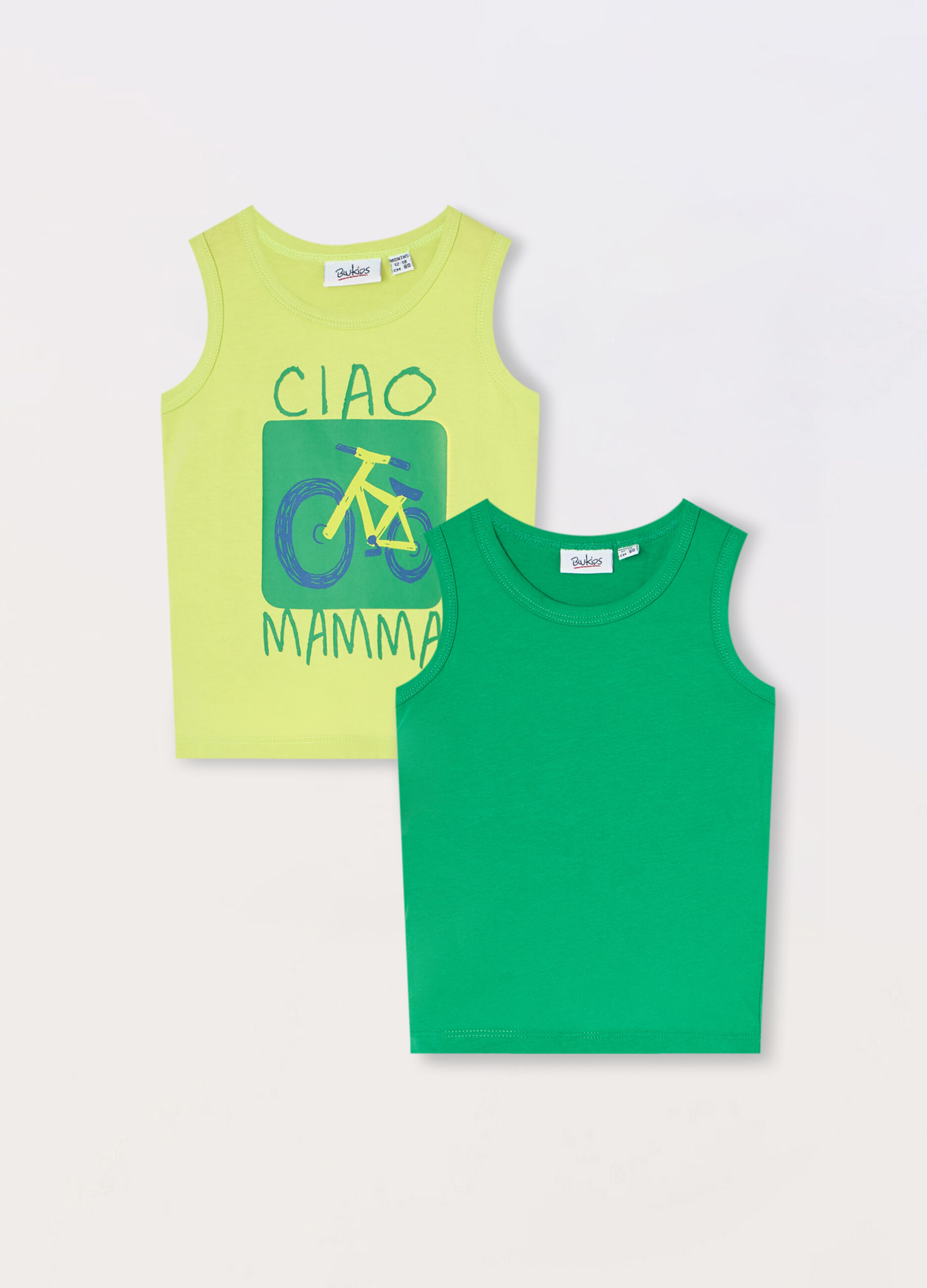 Pack 2 canotte in jersey di puro cotone neonato