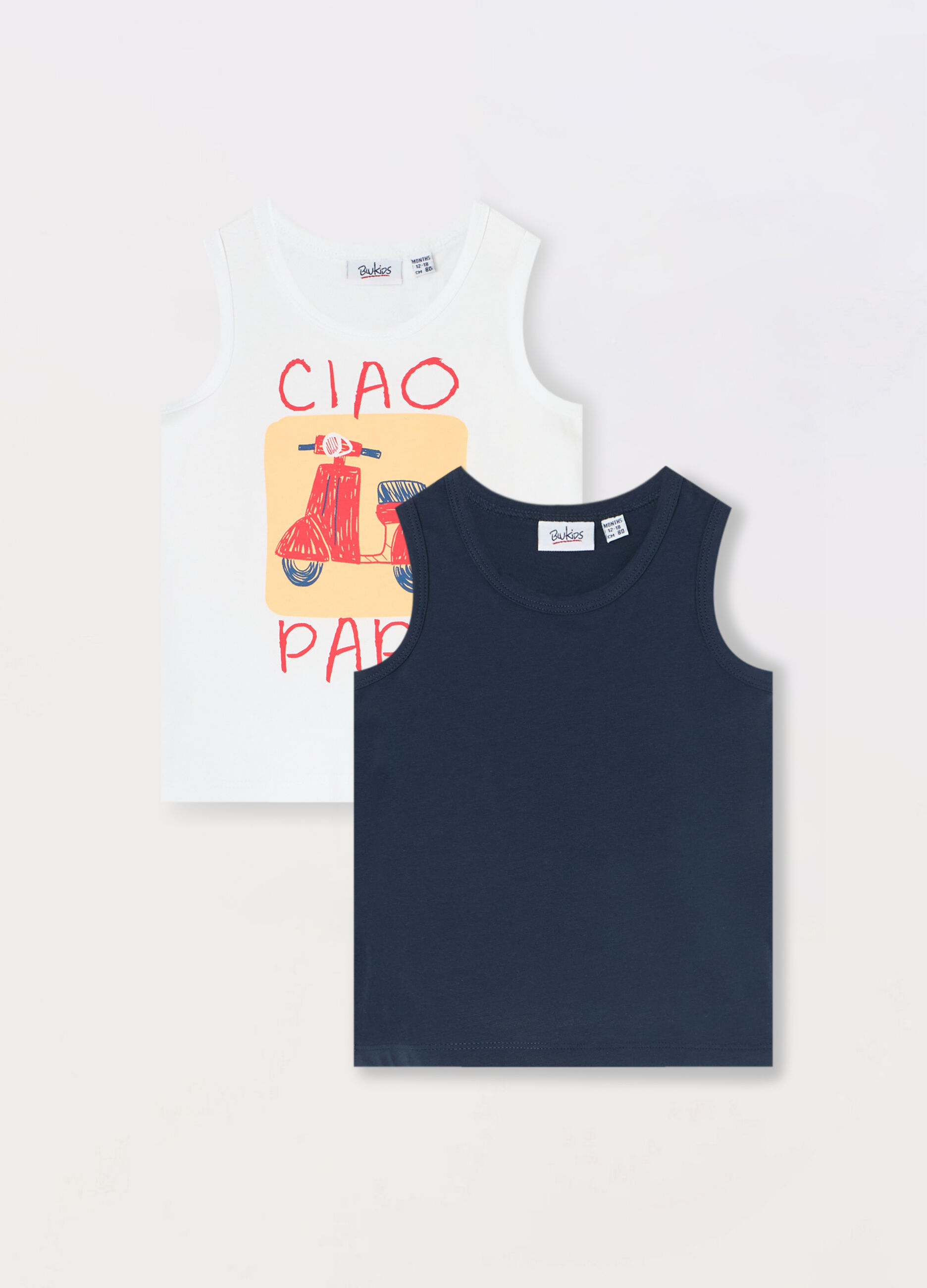 Pack 2 canotte in jersey di puro cotone neonato