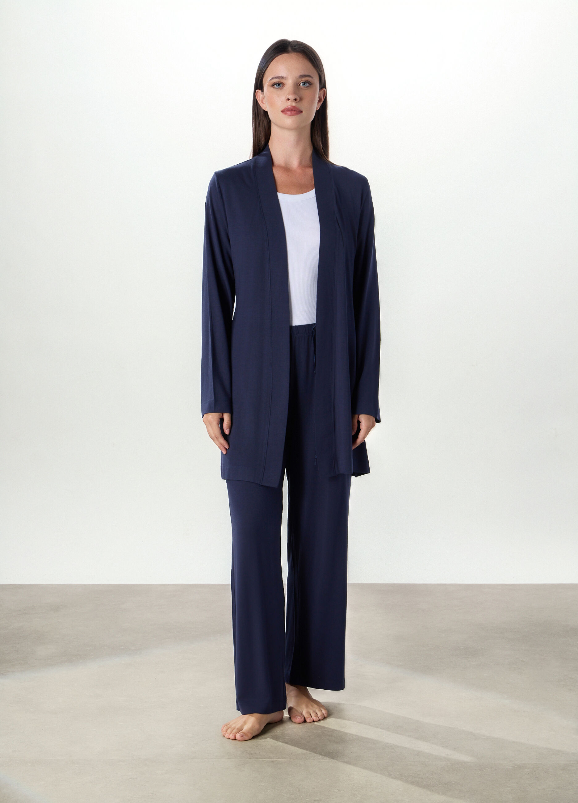 Vestaglia pigiama in modal stretch tinta unita donna