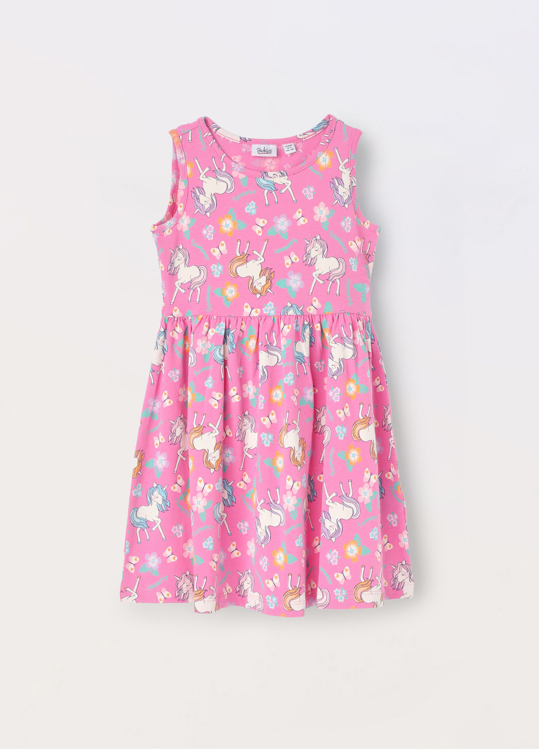 Vestito smanicato in jersey di cotone stretch bambina