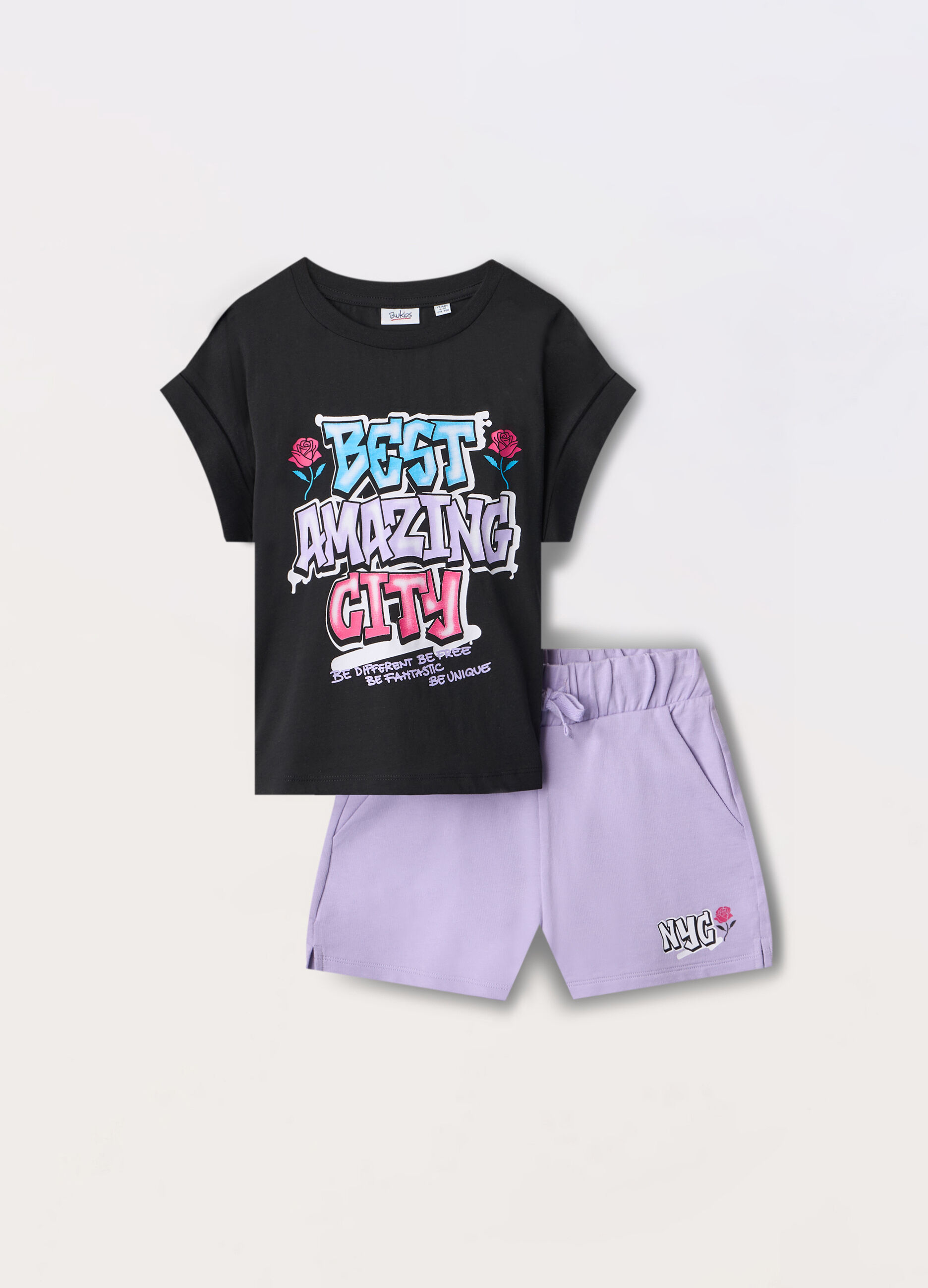 Jogging set in jersey di puro cotone ragazza