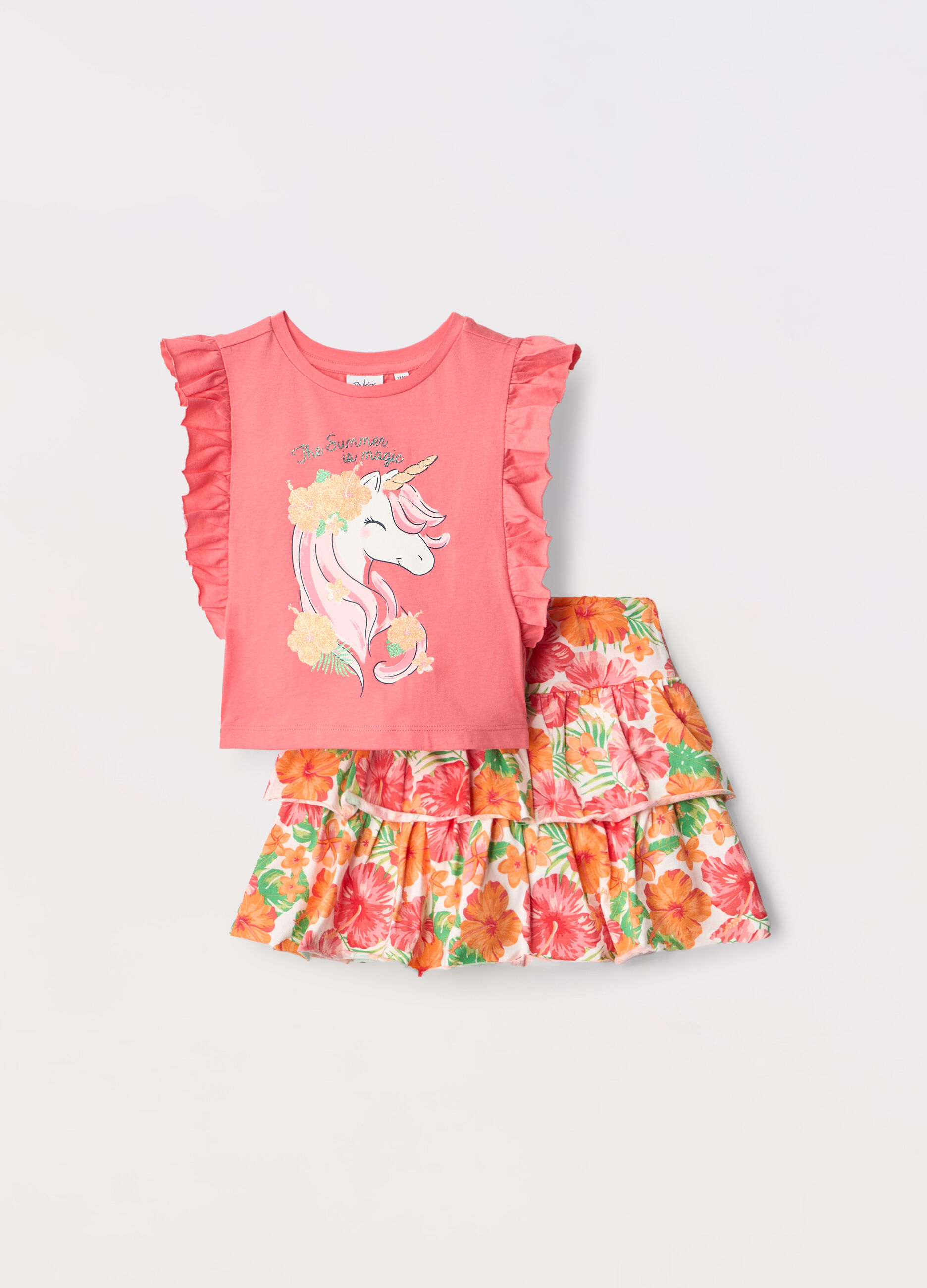Jogging set in jersey di cotone stretch bambina