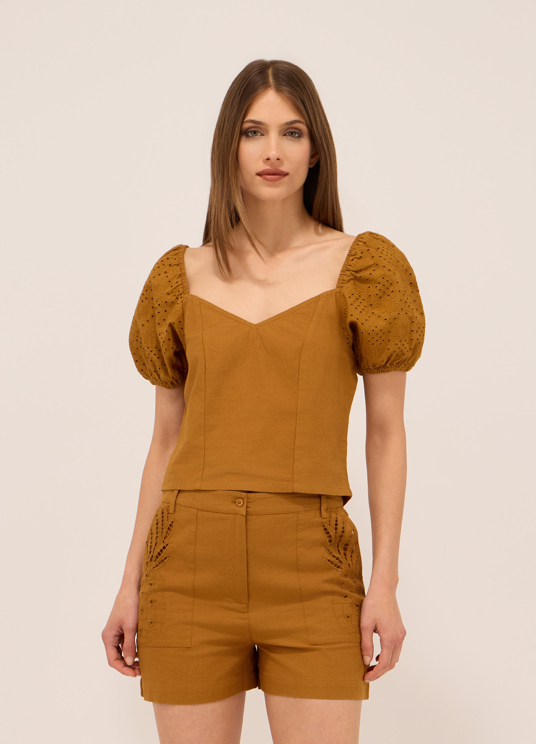 Blusa misto lino donna