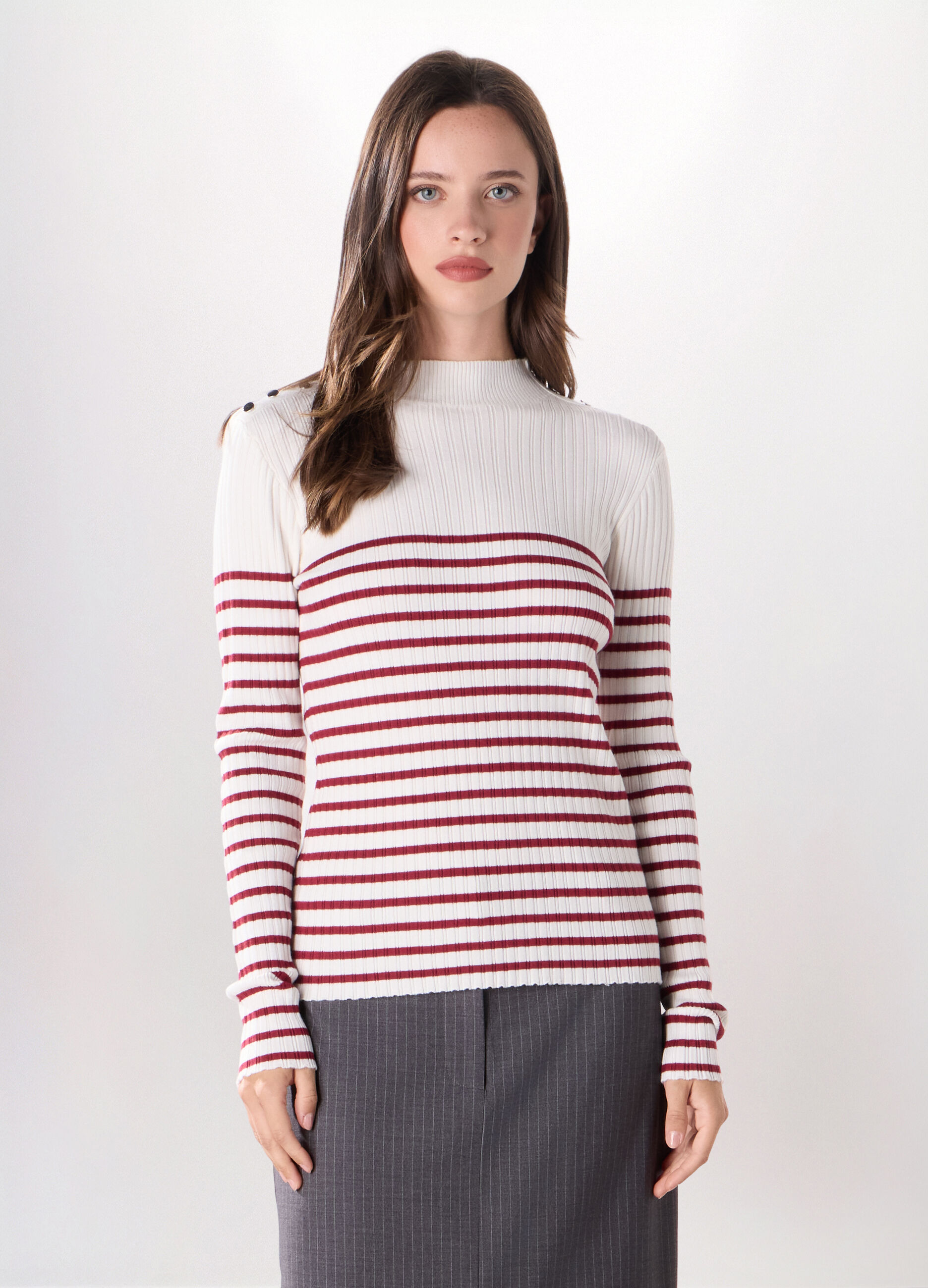 T-shirt in costina misto viscosa donna