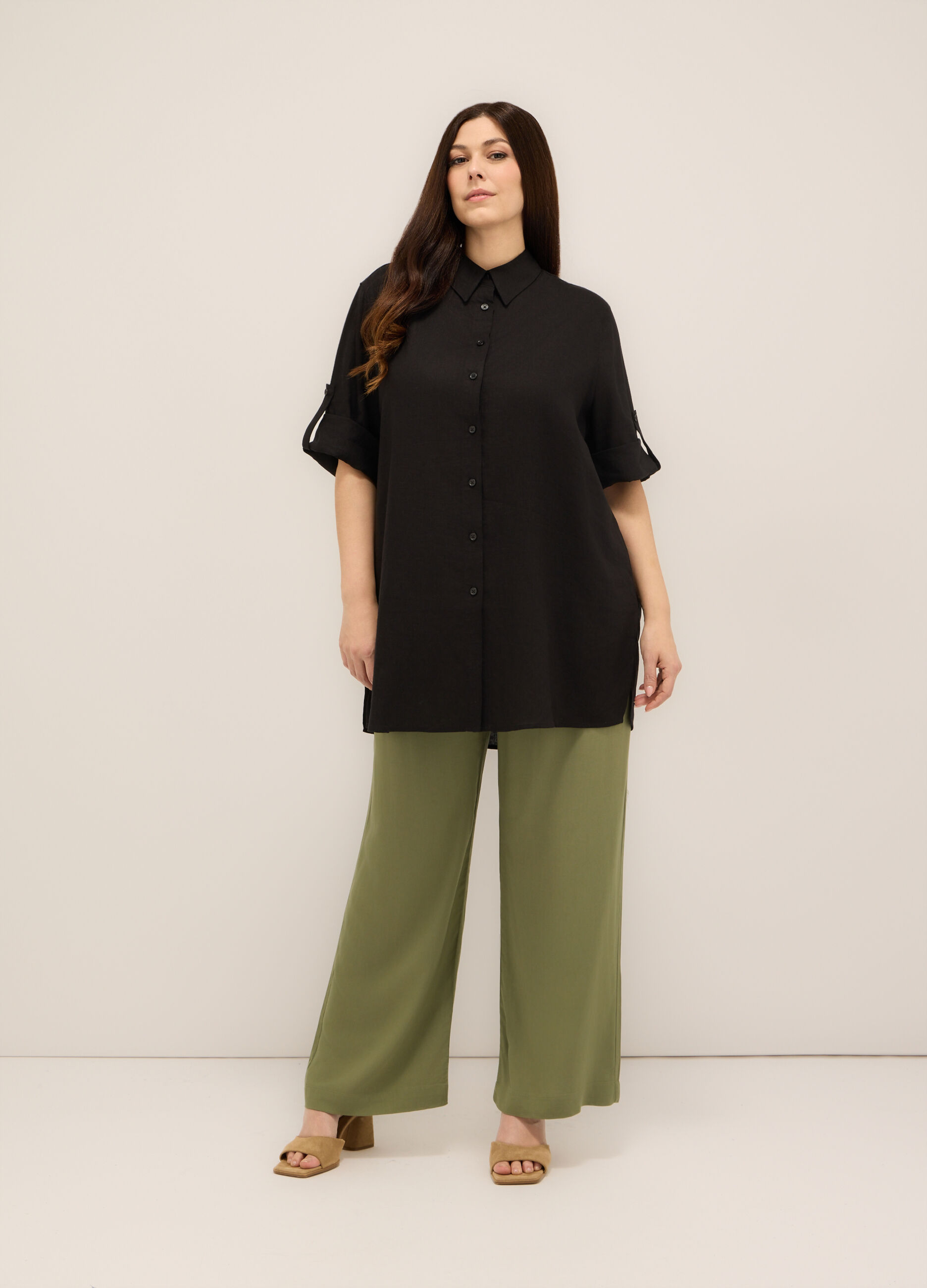 Pantaloni palazzo in pura viscosa donna curvy