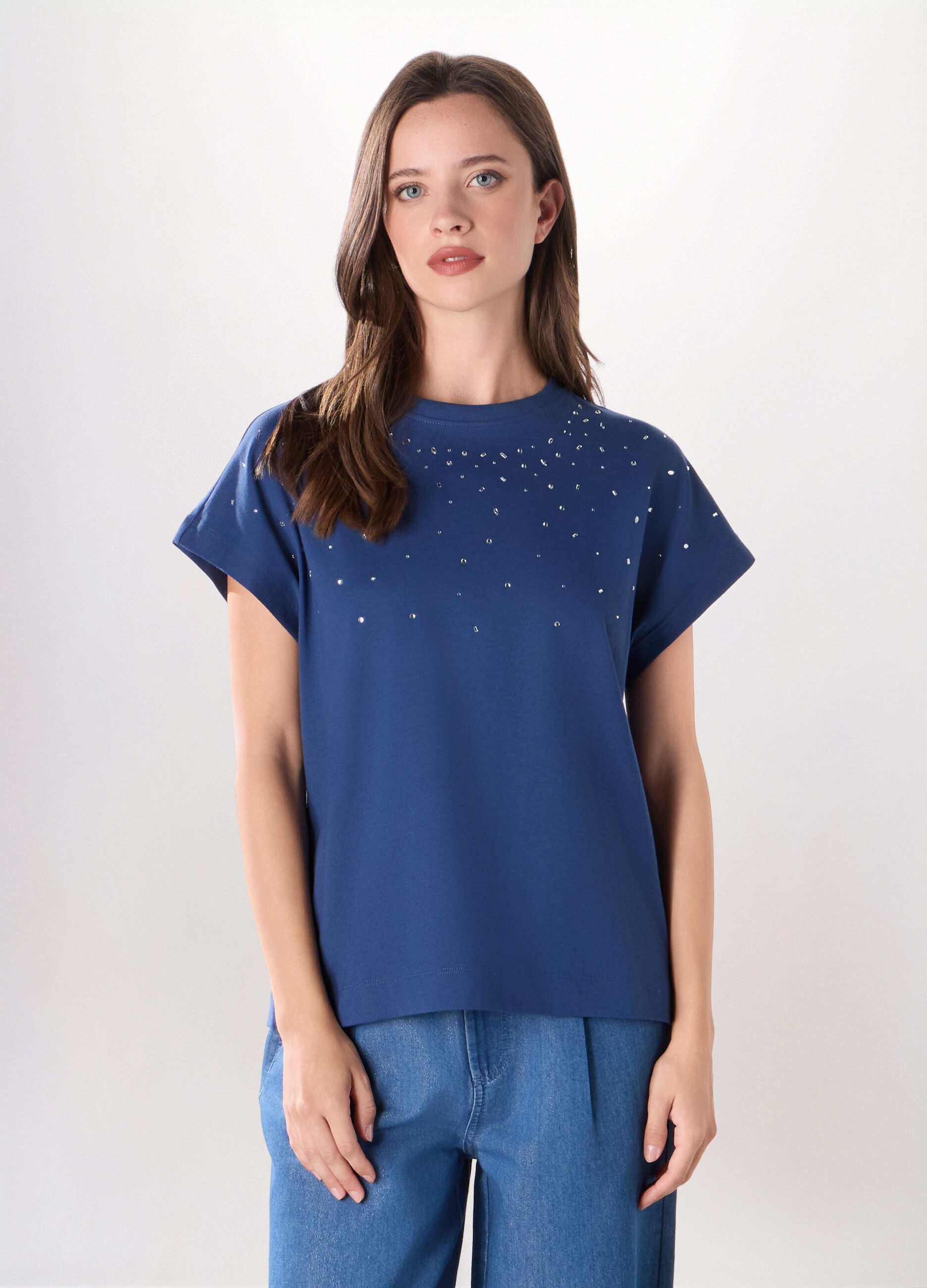 T-shirt in jersey di puro cotone donna