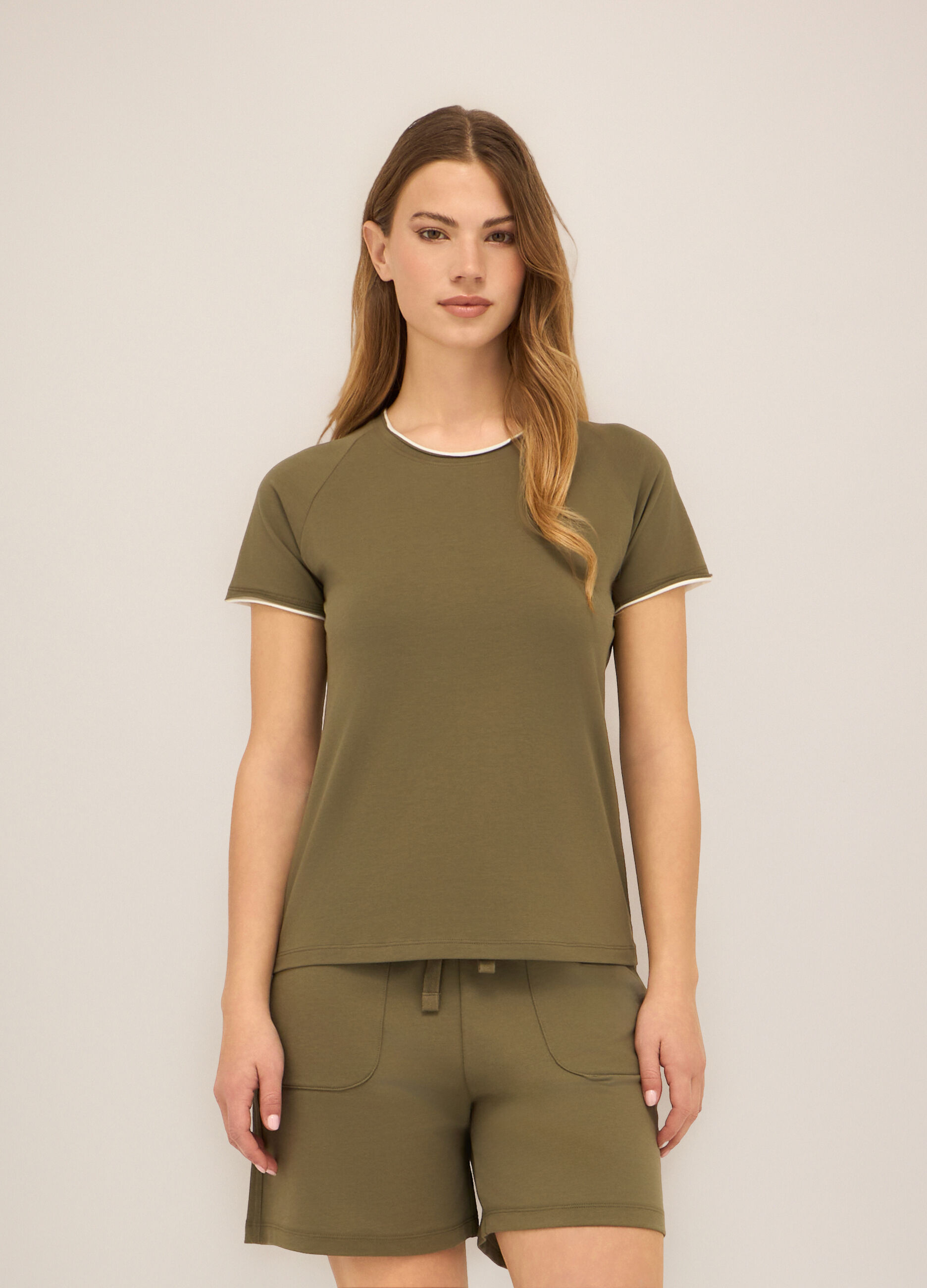 T-shirt in jersey di cotone stretch donna