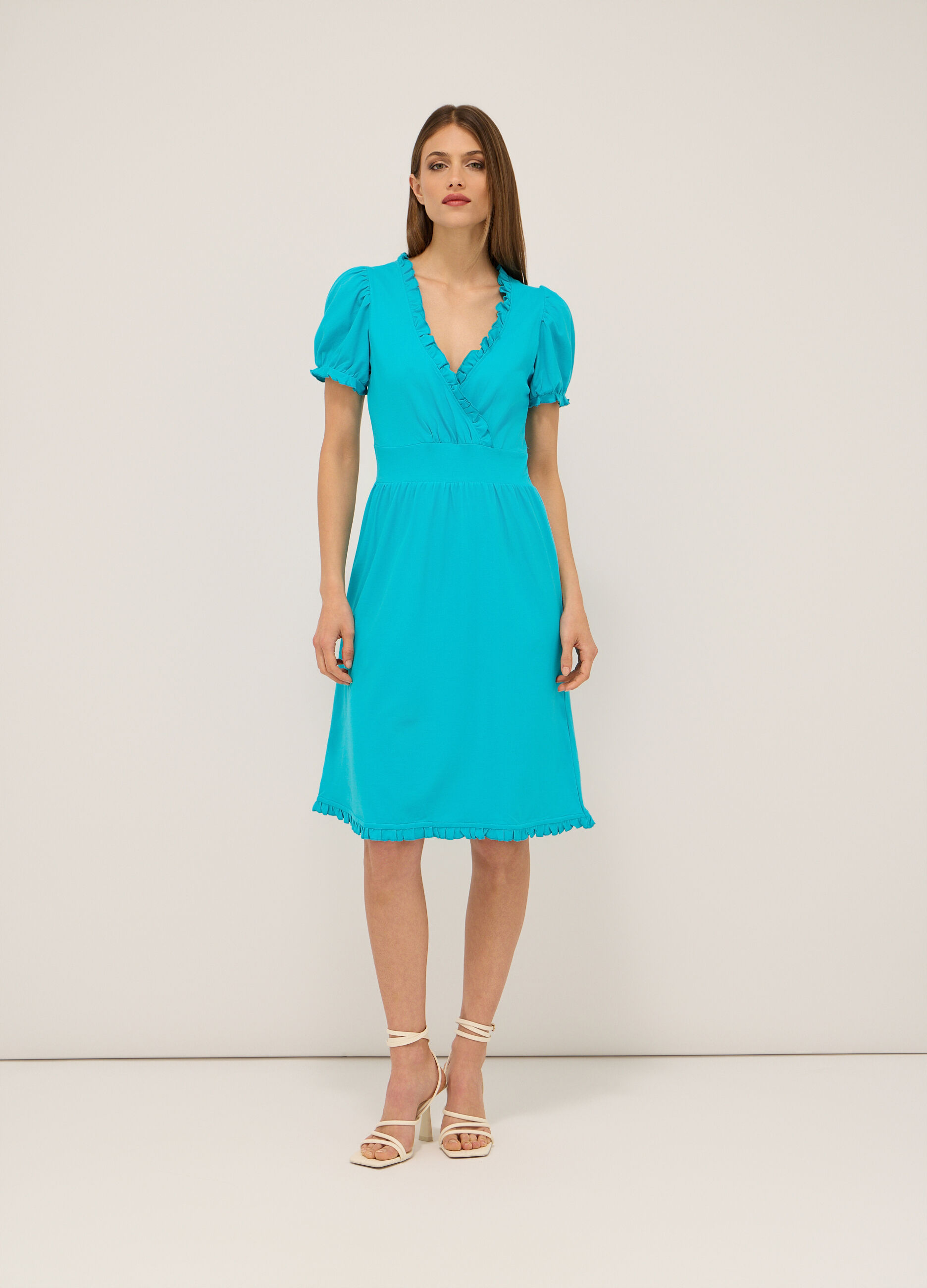Abito corto in cotone stretch donna