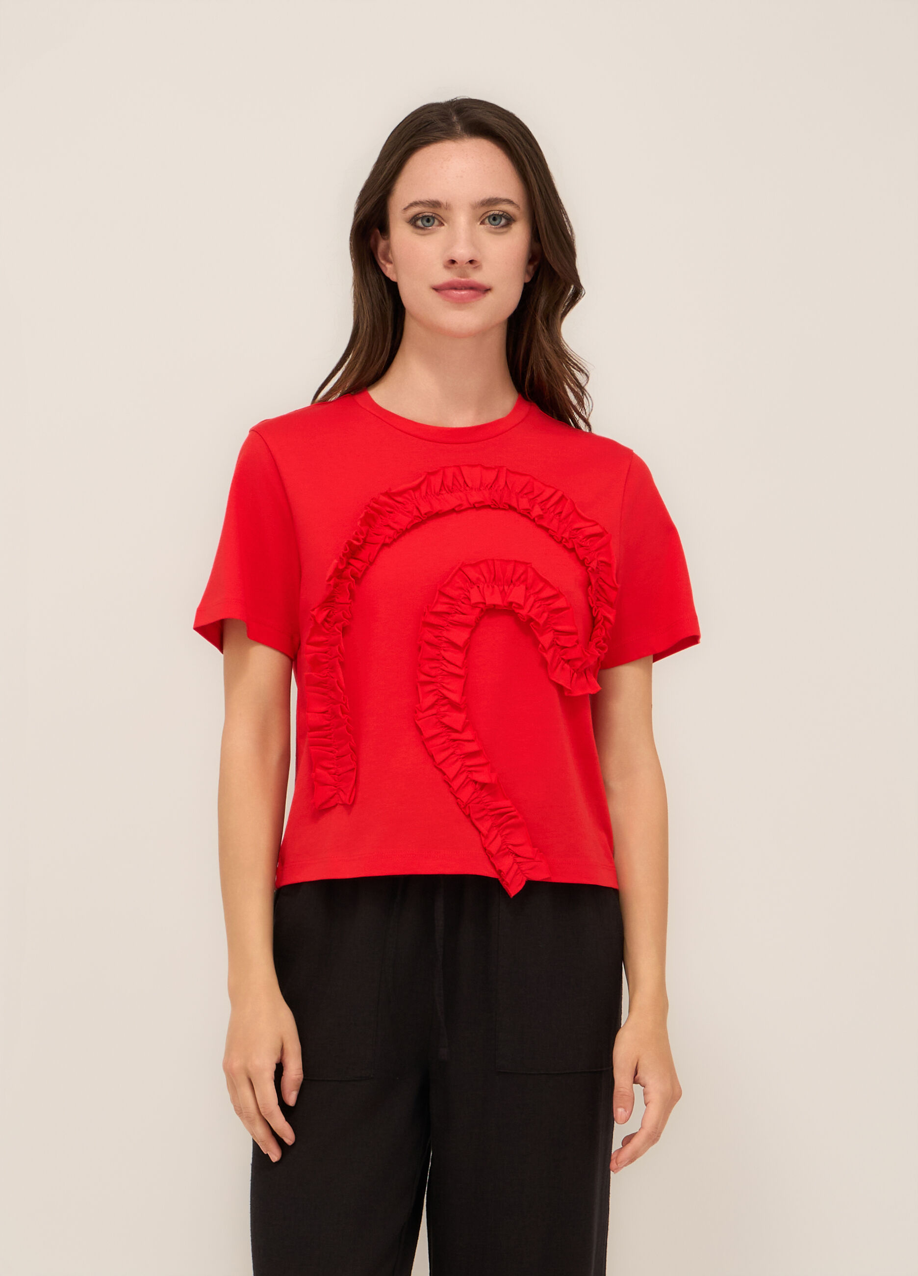 T-shirt in jersey di cotone stretch donna