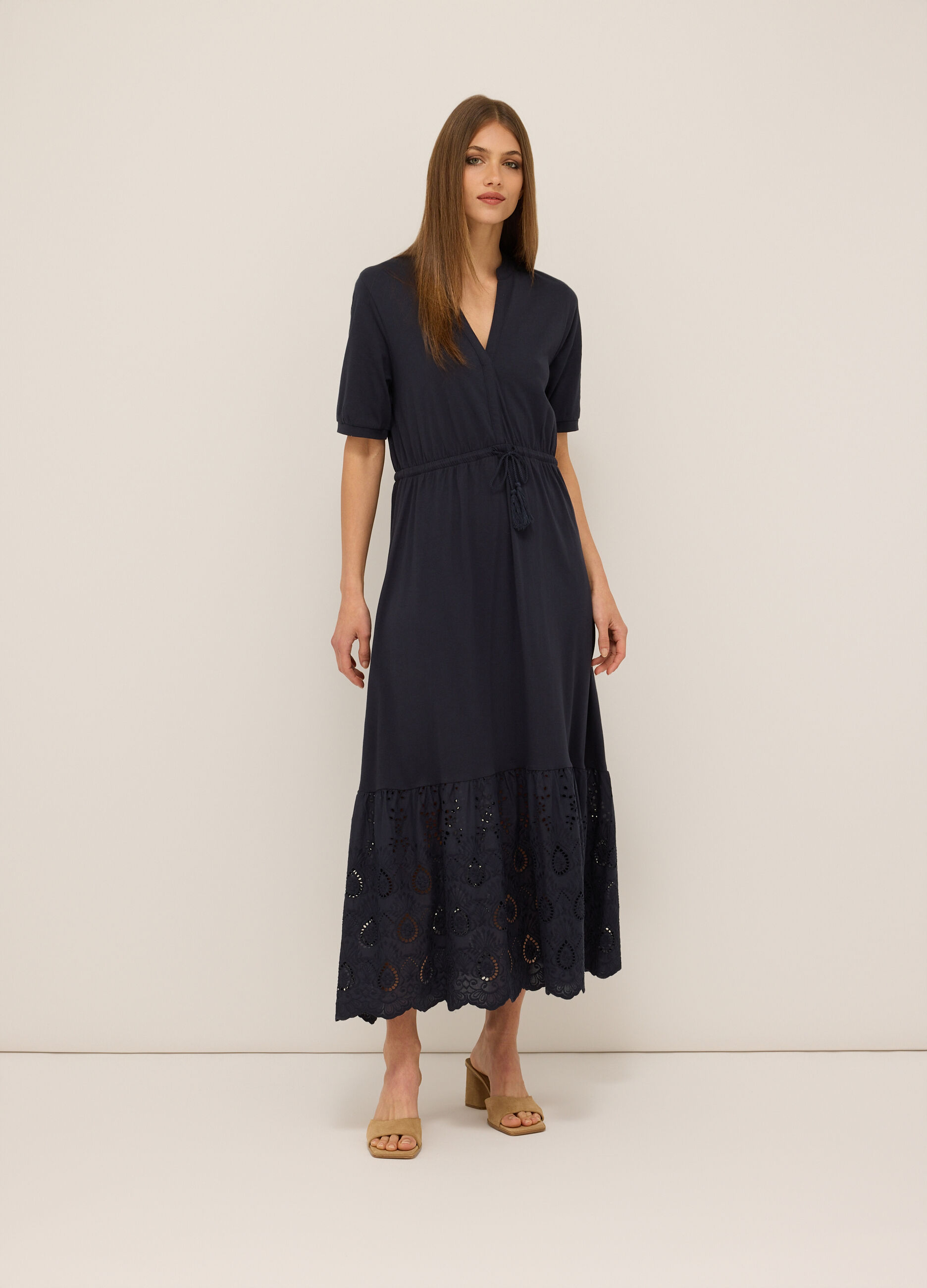 Abito lungo in jersey di puro cotone donna
