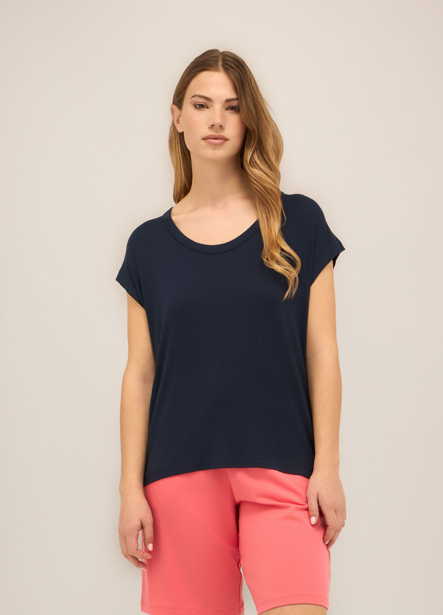 T-shirt in jersey di viscosa stretch donna